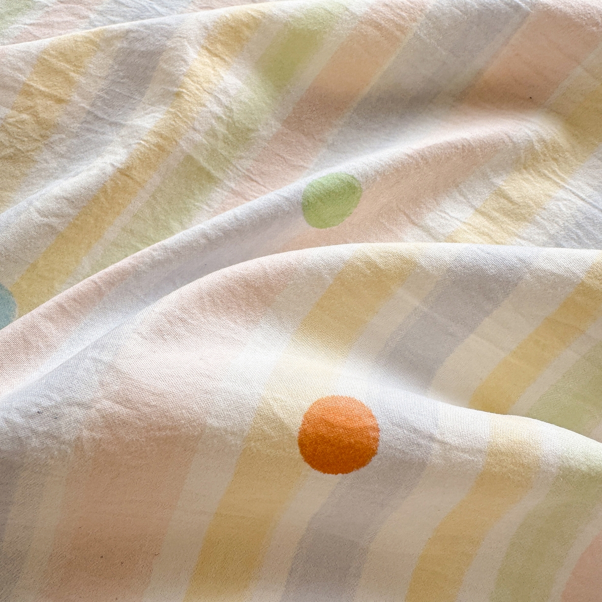 91家纺网 家纺一手货源 找家纺 沐芷 2026 【提供买家秀】古法水洗仿棉床笠席梦思床罩床垫防滑床套罩床笠三件套 彩虹跳跳糖