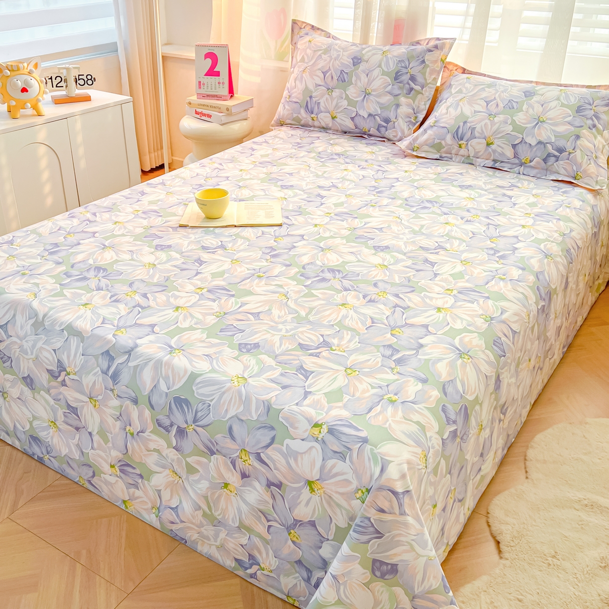 91家纺网 家纺一手货源 找家纺 珂博家纺 2026新款12868全棉纯棉小清新印花系列单床单床笠 梦里繁花