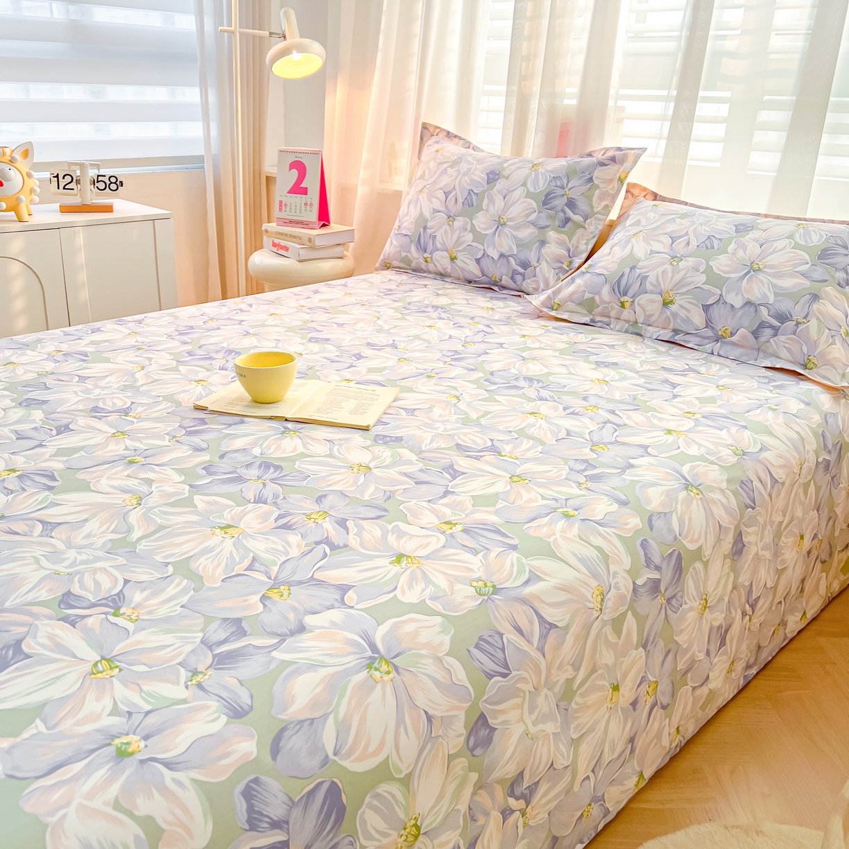 91家纺网 家纺一手货源 找家纺 珂博家纺 2026新款12868全棉纯棉小清新印花系列单床单床笠 梦里繁花