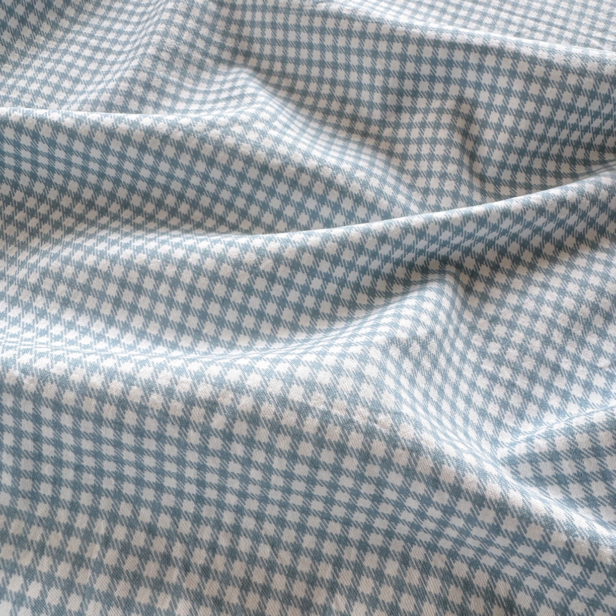 91家纺网 家纺一手货源 找家纺 沐芷 2026 【提供买家秀】古法水洗仿棉床笠席梦思床罩床垫防滑床套罩床笠三件套 迷你格-蓝