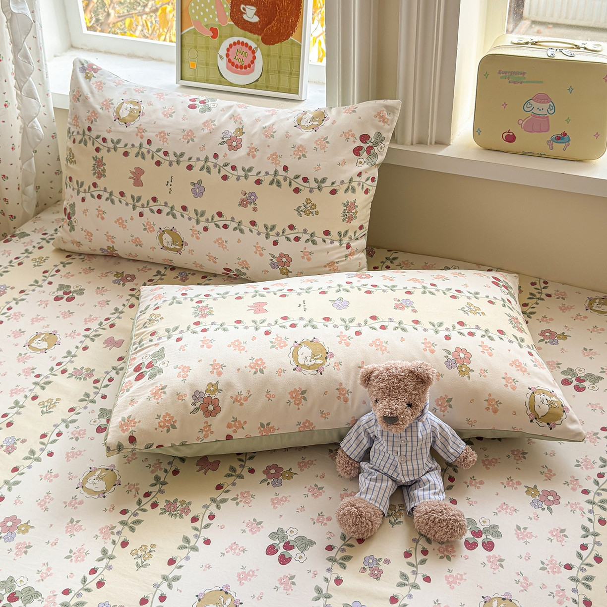 91家纺网 家纺一手货源 找家纺 沐芷 2026 【提供买家秀】古法水洗仿棉床笠席梦思床罩床垫防滑床套罩床笠三件套 奶味圆饼