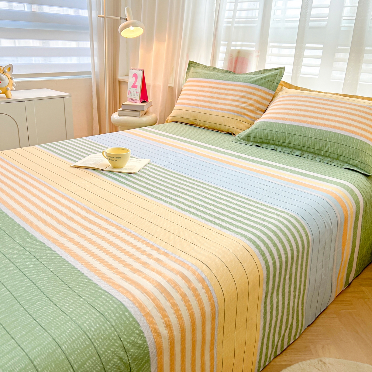 91家纺网 家纺一手货源 找家纺 珂博家纺 2026新款12868全棉纯棉小清新印花系列单床单床笠 青春律动