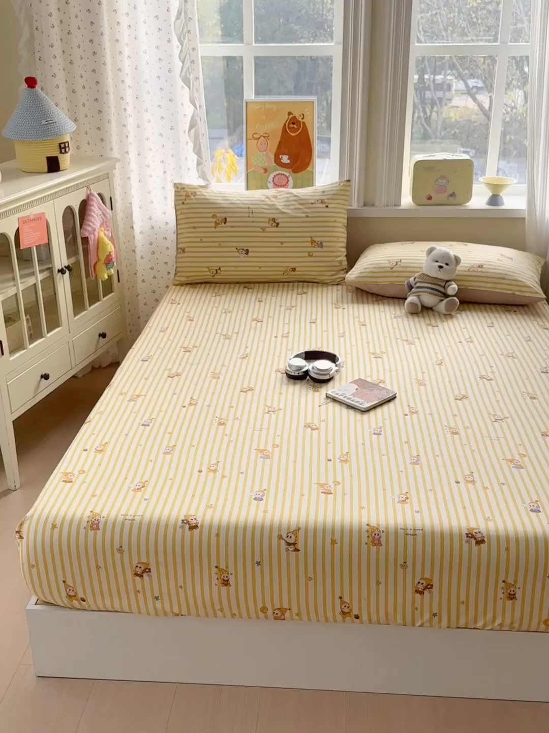 91家纺网 家纺一手货源 找家纺 沐芷 2026 【提供买家秀】古法水洗仿棉床笠席梦思床罩床垫防滑床套罩床笠三件套 星仔