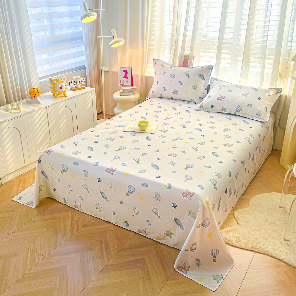 珂博家纺 2026新款12868全棉纯棉小清新印花系列单床单床笠 星辰大海