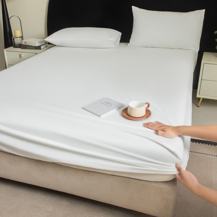 91家纺网 家纺一手货源 找家纺 （总）三悦四季 2026新款纯色亲肤磨毛防水床笠跨境直播爆款床笠三件套外贸可定制任意尺寸