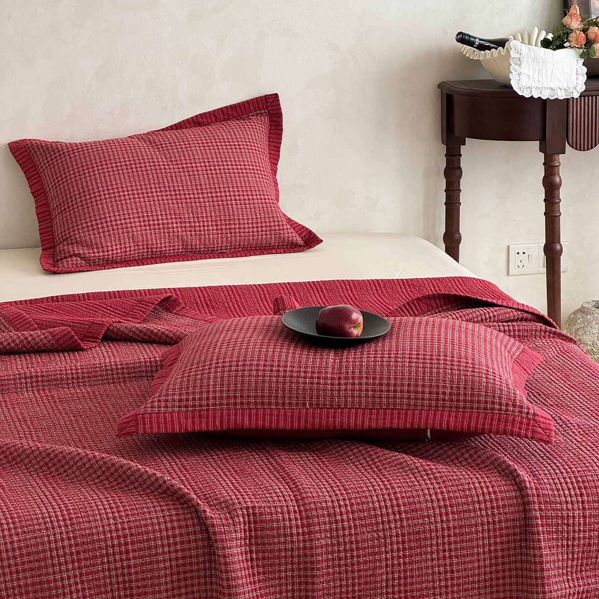 91家纺网 家纺一手货源 找家纺 （总）床盖工厂店 2026新款双面水洗全棉填充新疆棉花床盖四件套