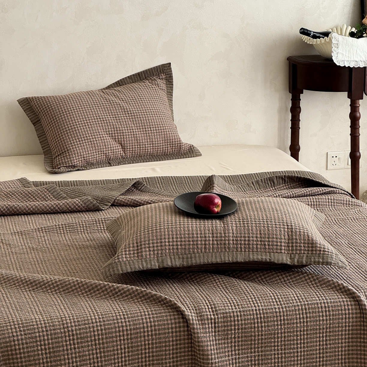 91家纺网 家纺一手货源 找家纺 床盖工厂店 2026新款双面水洗全棉填充新疆棉花床盖四件套 赫本绿