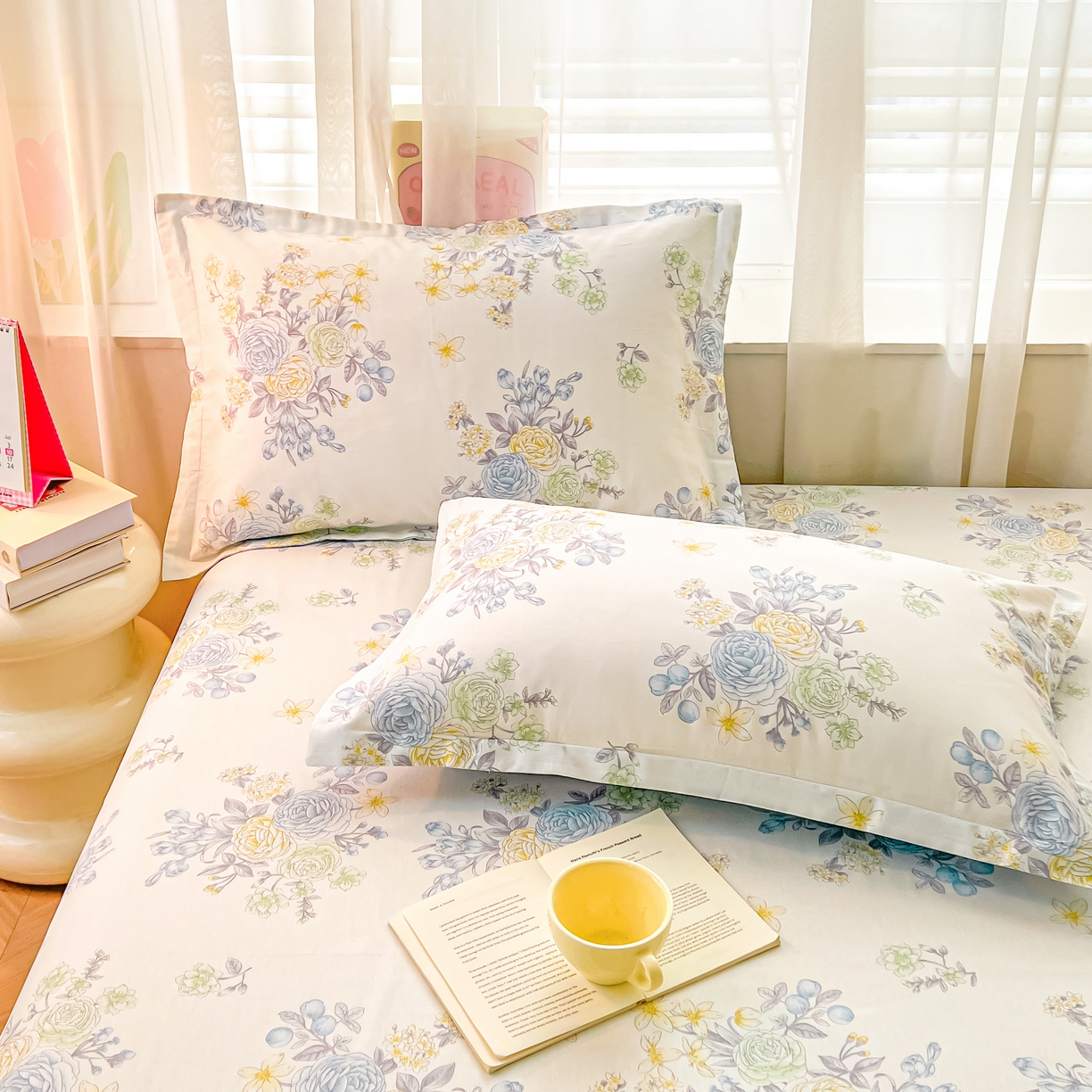 91家纺网 家纺一手货源 找家纺 珂博家纺 2026新款12868全棉纯棉小清新印花系列枕套单件单枕套 晨曦花露