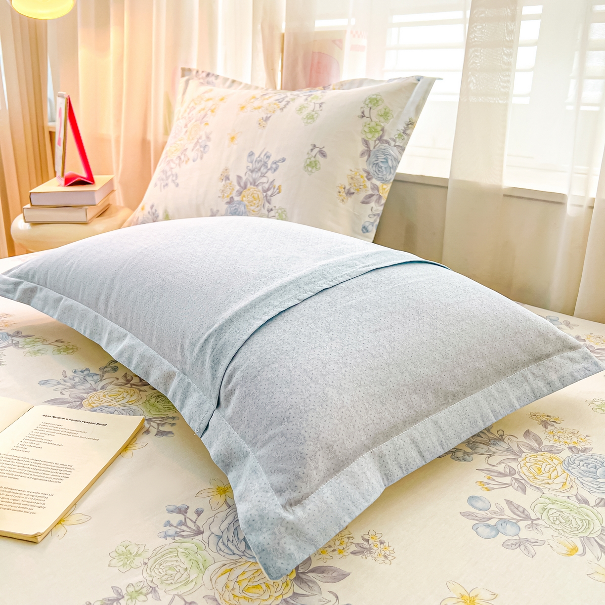 91家纺网 家纺一手货源 找家纺 珂博家纺 2026新款12868全棉纯棉小清新印花系列枕套单件单枕套 晨曦花露