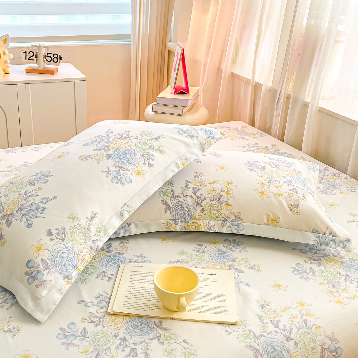 91家纺网 家纺一手货源 找家纺 珂博家纺 2026新款12868全棉纯棉小清新印花系列枕套单件单枕套 晨曦花露