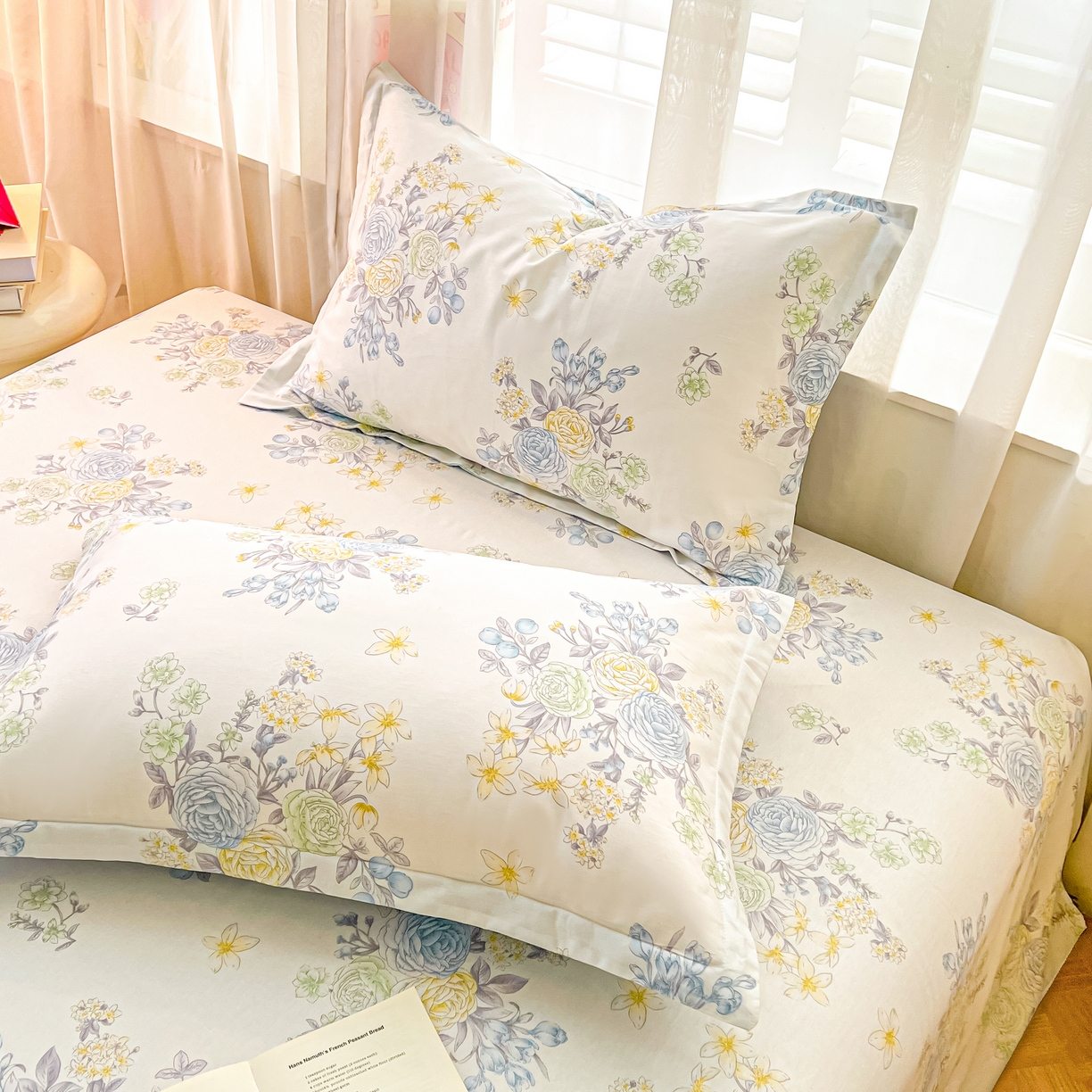 91家纺网 家纺一手货源 找家纺 珂博家纺 2026新款12868全棉纯棉小清新印花系列枕套单件单枕套 晨曦花露