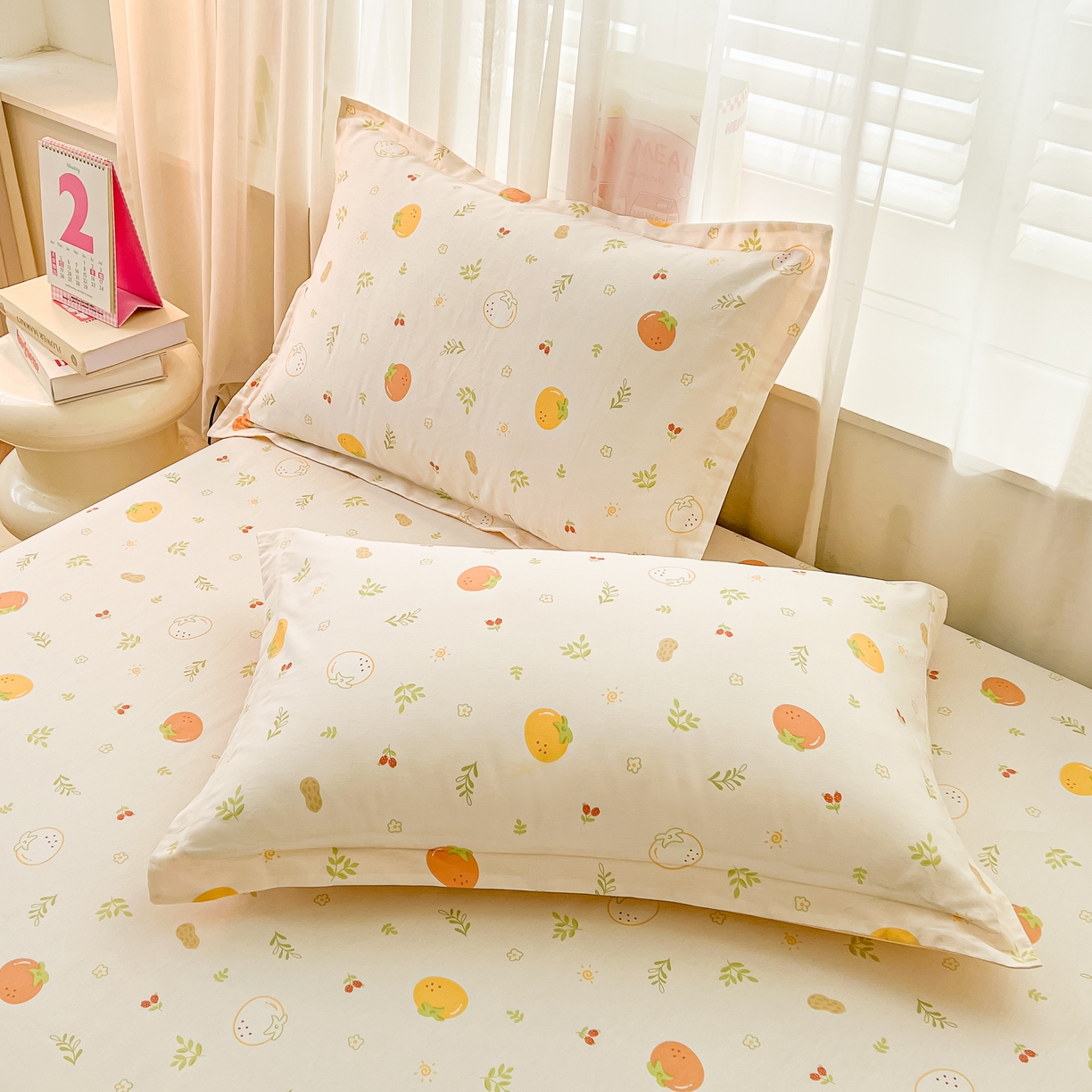 91家纺网 家纺一手货源 找家纺 珂博家纺 2026新款12868全棉纯棉小清新印花系列枕套单件单枕套 好柿发生