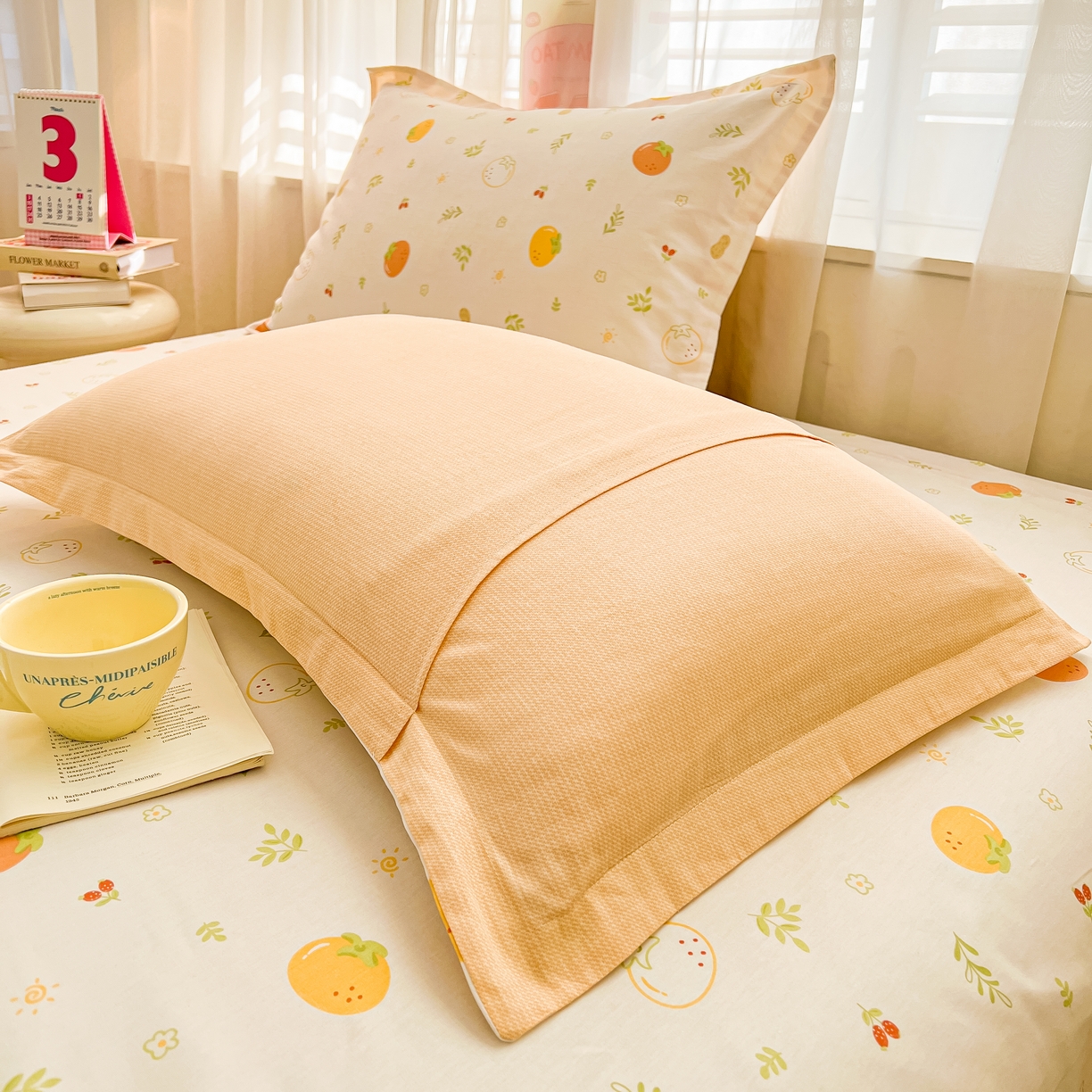 91家纺网 家纺一手货源 找家纺 珂博家纺 2026新款12868全棉纯棉小清新印花系列枕套单件单枕套 好柿发生