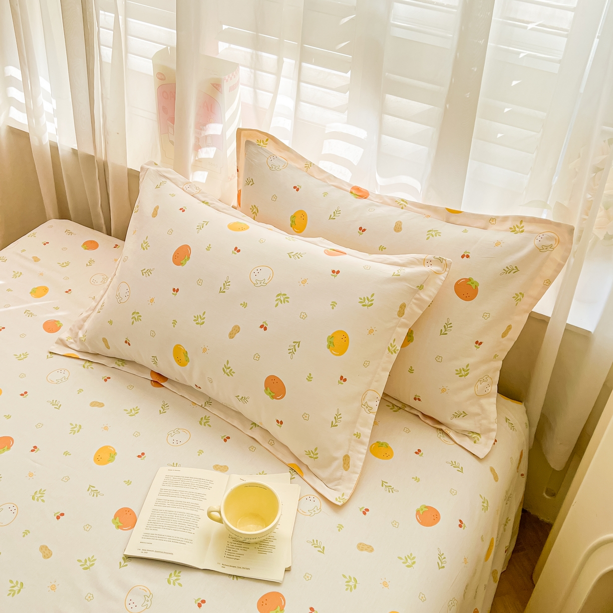 珂博家纺 2026新款12868全棉纯棉小清新印花系列枕套单件单枕套 好柿发生