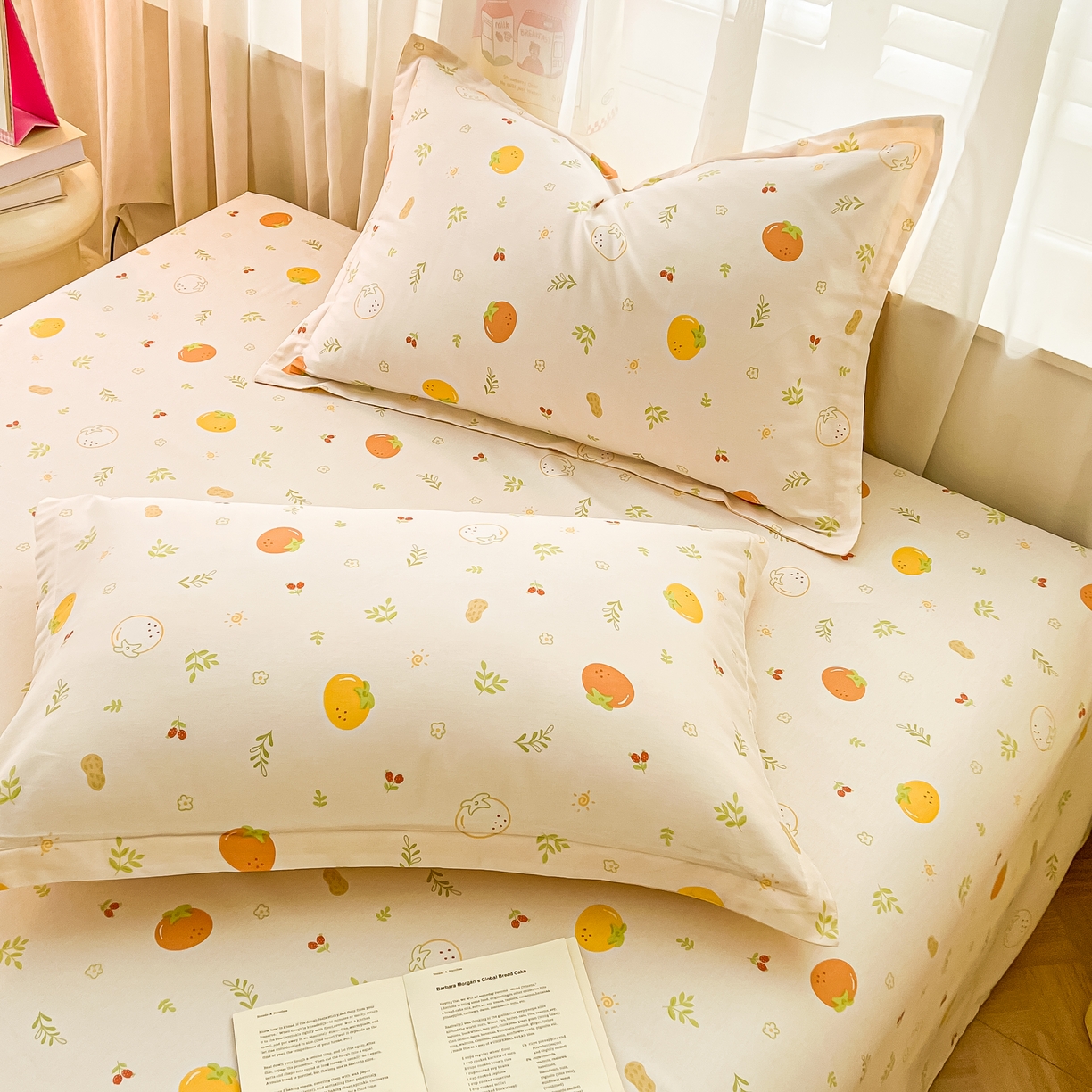 91家纺网 家纺一手货源 找家纺 珂博家纺 2026新款12868全棉纯棉小清新印花系列枕套单件单枕套 好柿发生