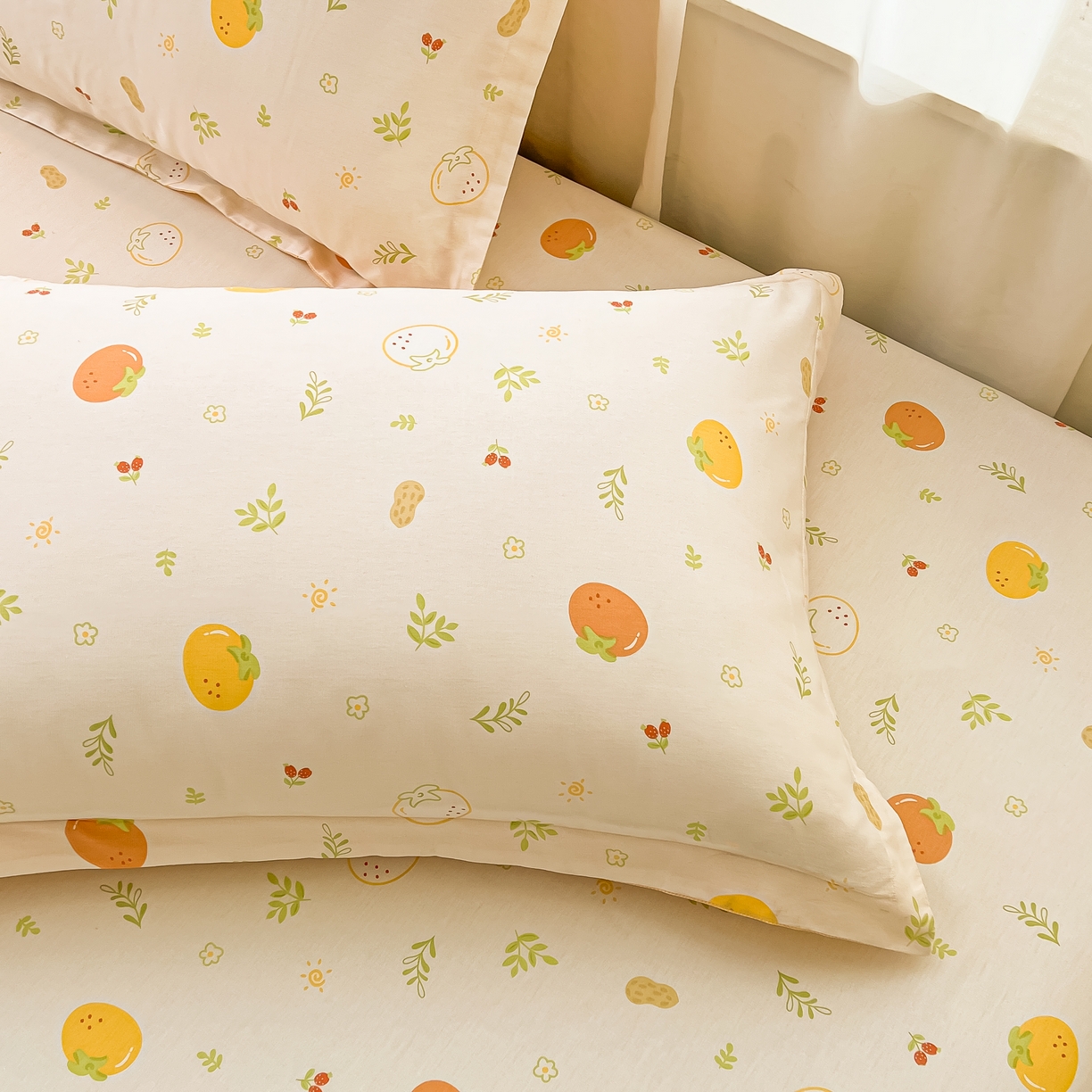 91家纺网 家纺一手货源 找家纺 珂博家纺 2026新款12868全棉纯棉小清新印花系列枕套单件单枕套 好柿发生