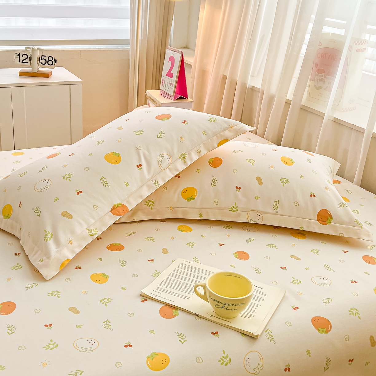 91家纺网 家纺一手货源 找家纺 珂博家纺 2026新款12868全棉纯棉小清新印花系列枕套单件单枕套 好柿发生