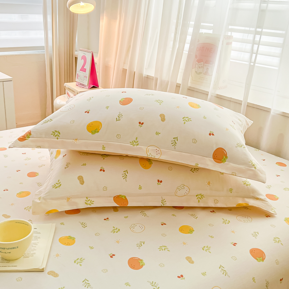 91家纺网 家纺一手货源 找家纺 珂博家纺 2026新款12868全棉纯棉小清新印花系列枕套单件单枕套 好柿发生