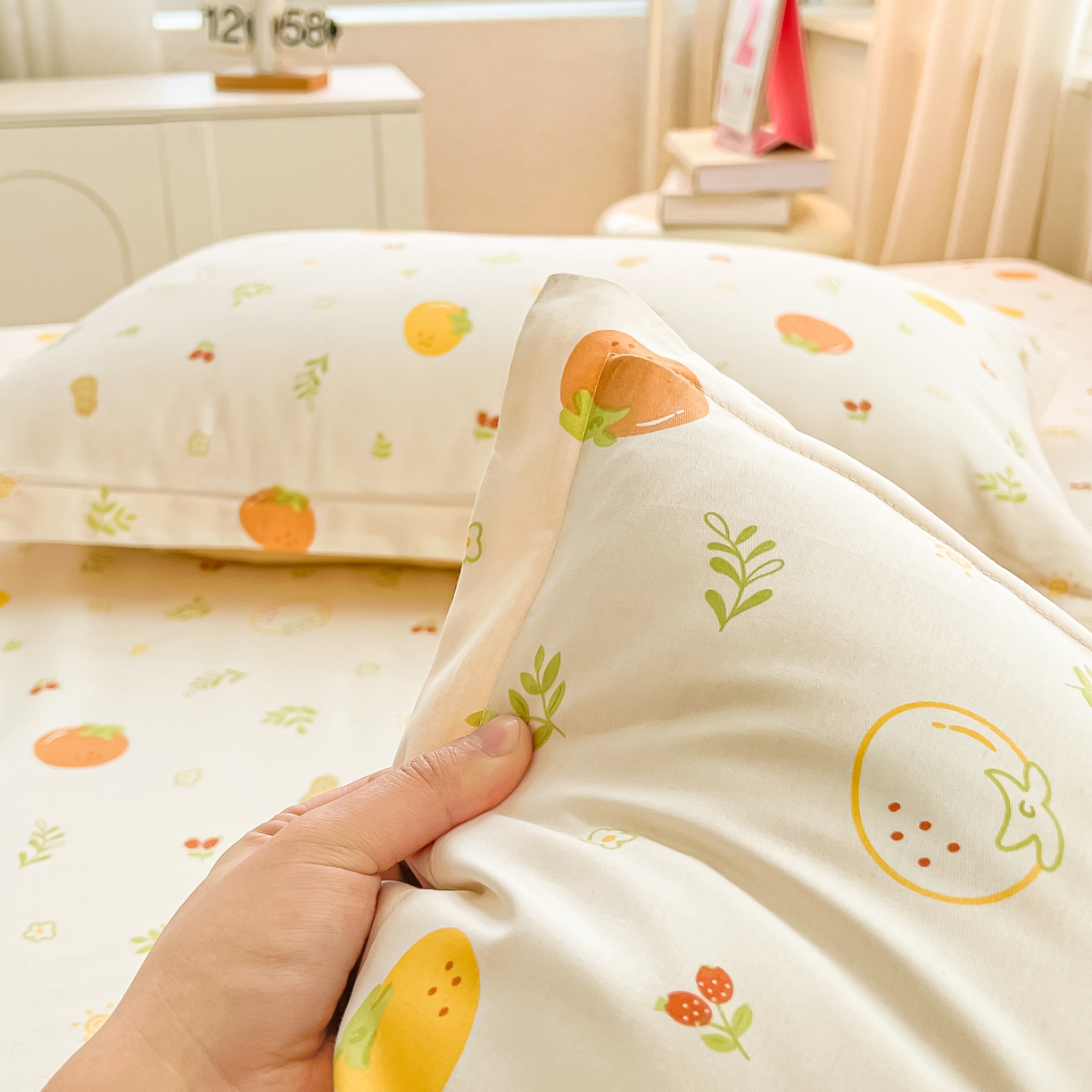 91家纺网 家纺一手货源 找家纺 珂博家纺 2026新款12868全棉纯棉小清新印花系列枕套单件单枕套 好柿发生