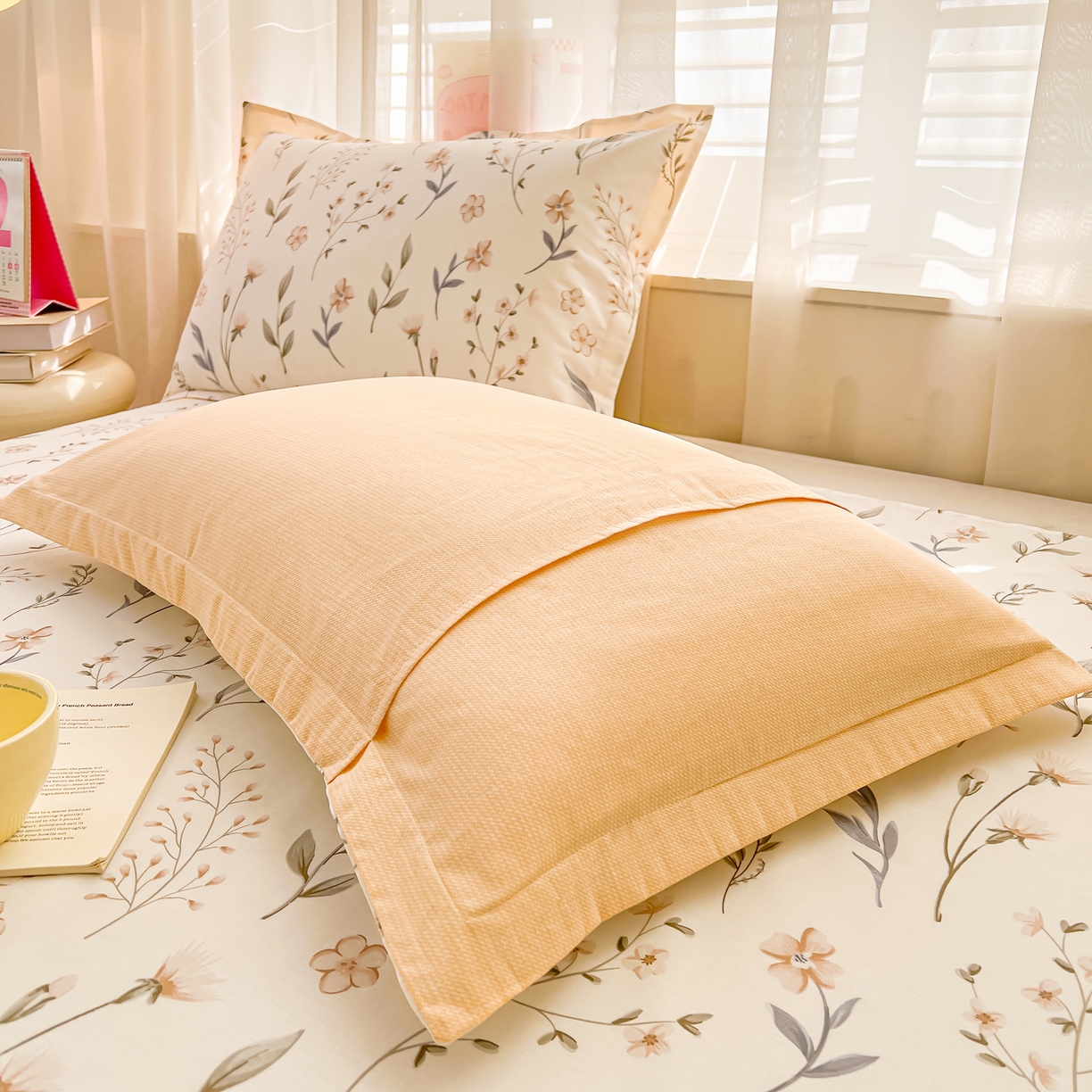 91家纺网 家纺一手货源 找家纺 珂博家纺 2026新款12868全棉纯棉小清新印花系列枕套单件单枕套 花枝印象