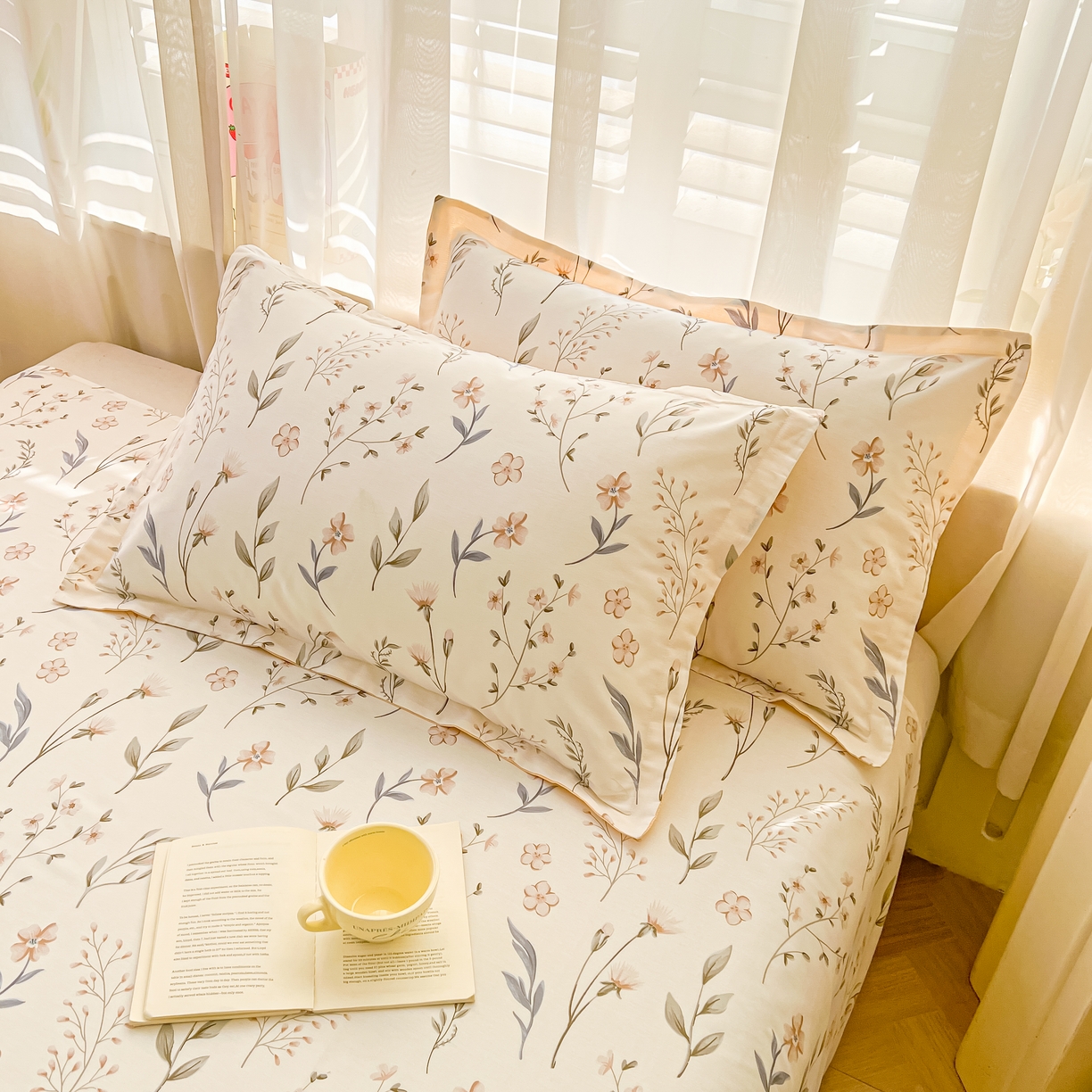 珂博家纺 2026新款12868全棉纯棉小清新印花系列枕套单件单枕套 花枝印象