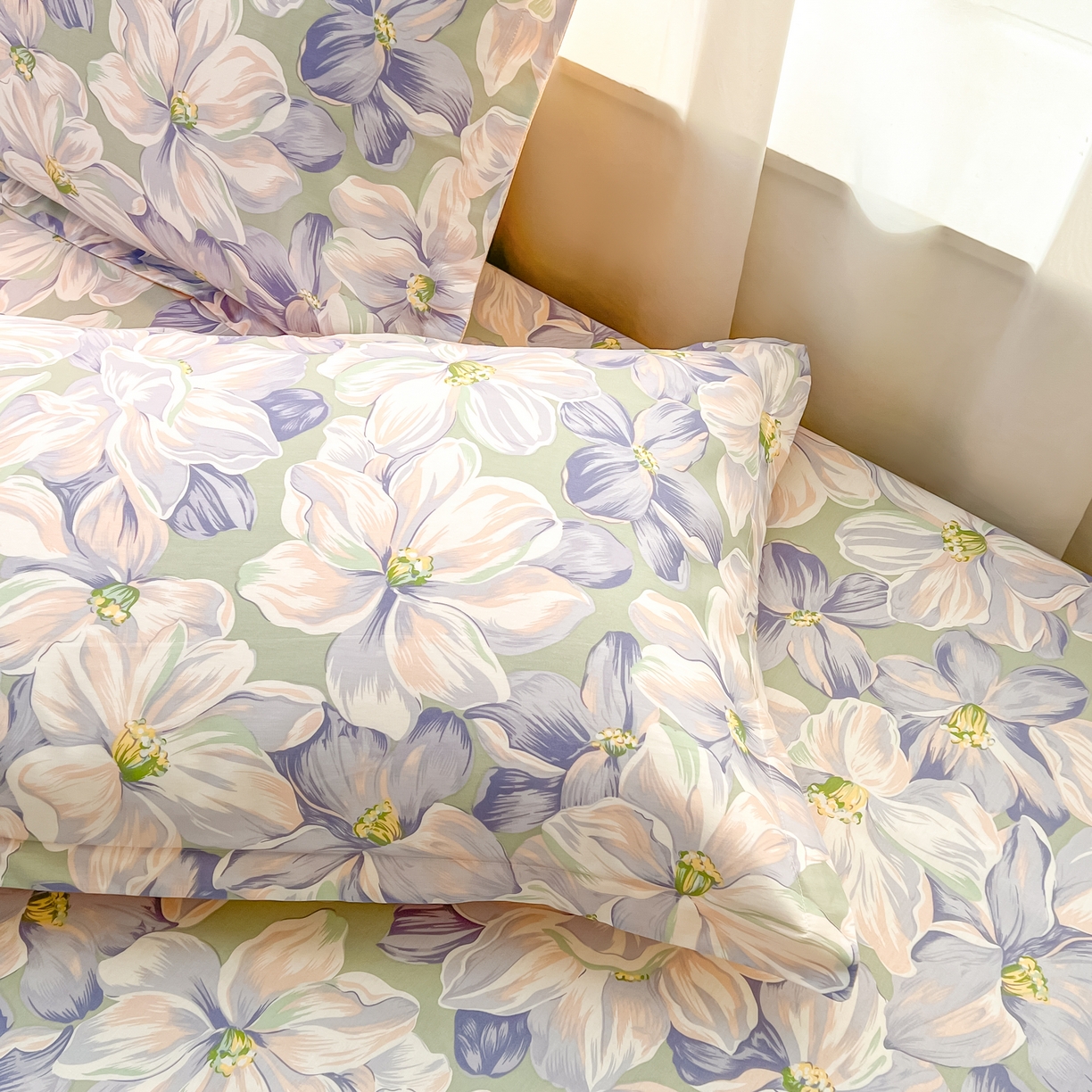 91家纺网 家纺一手货源 找家纺 珂博家纺 2026新款12868全棉纯棉小清新印花系列枕套单件单枕套 梦里繁花