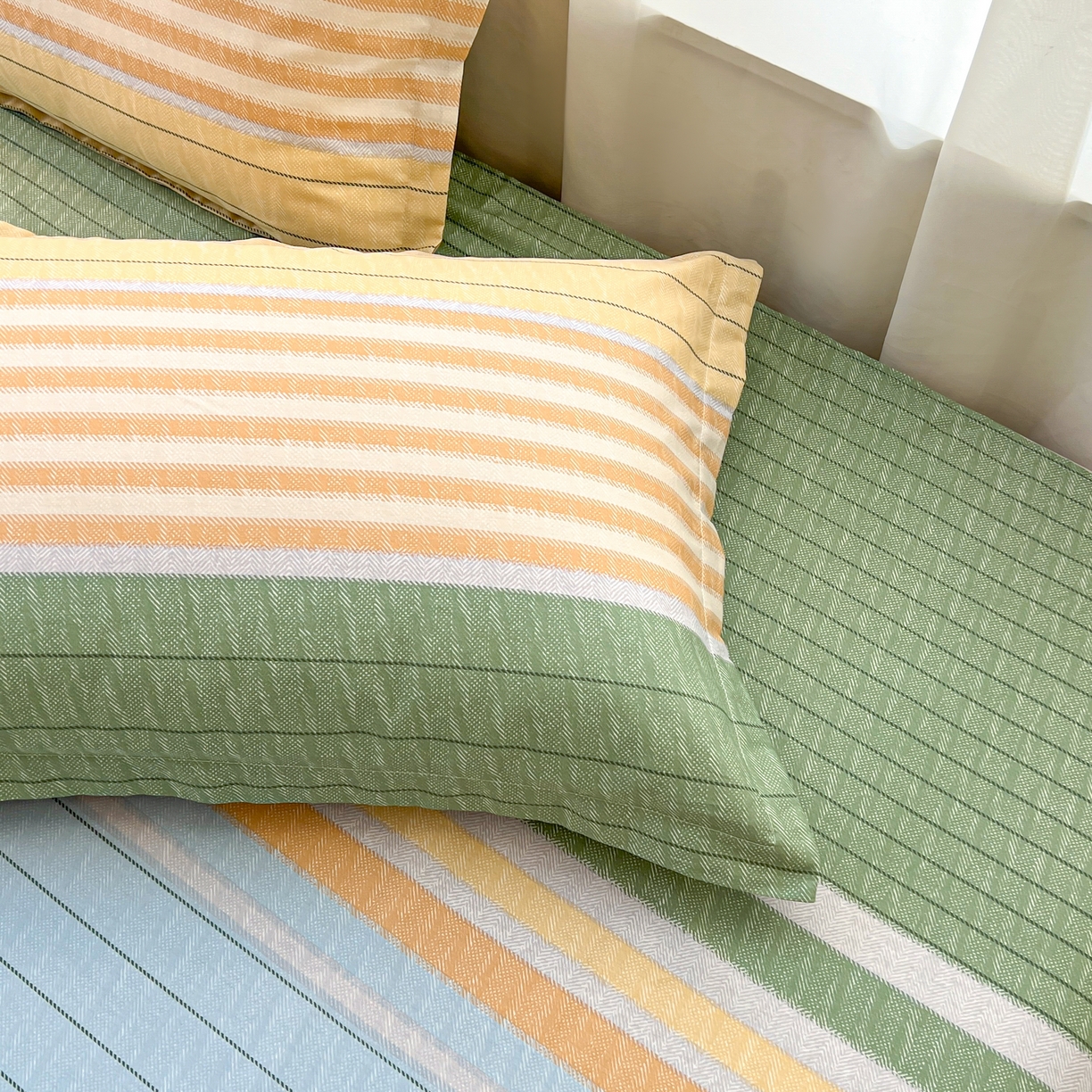 91家纺网 家纺一手货源 找家纺 珂博家纺 2026新款12868全棉纯棉小清新印花系列枕套单件单枕套 青春律动