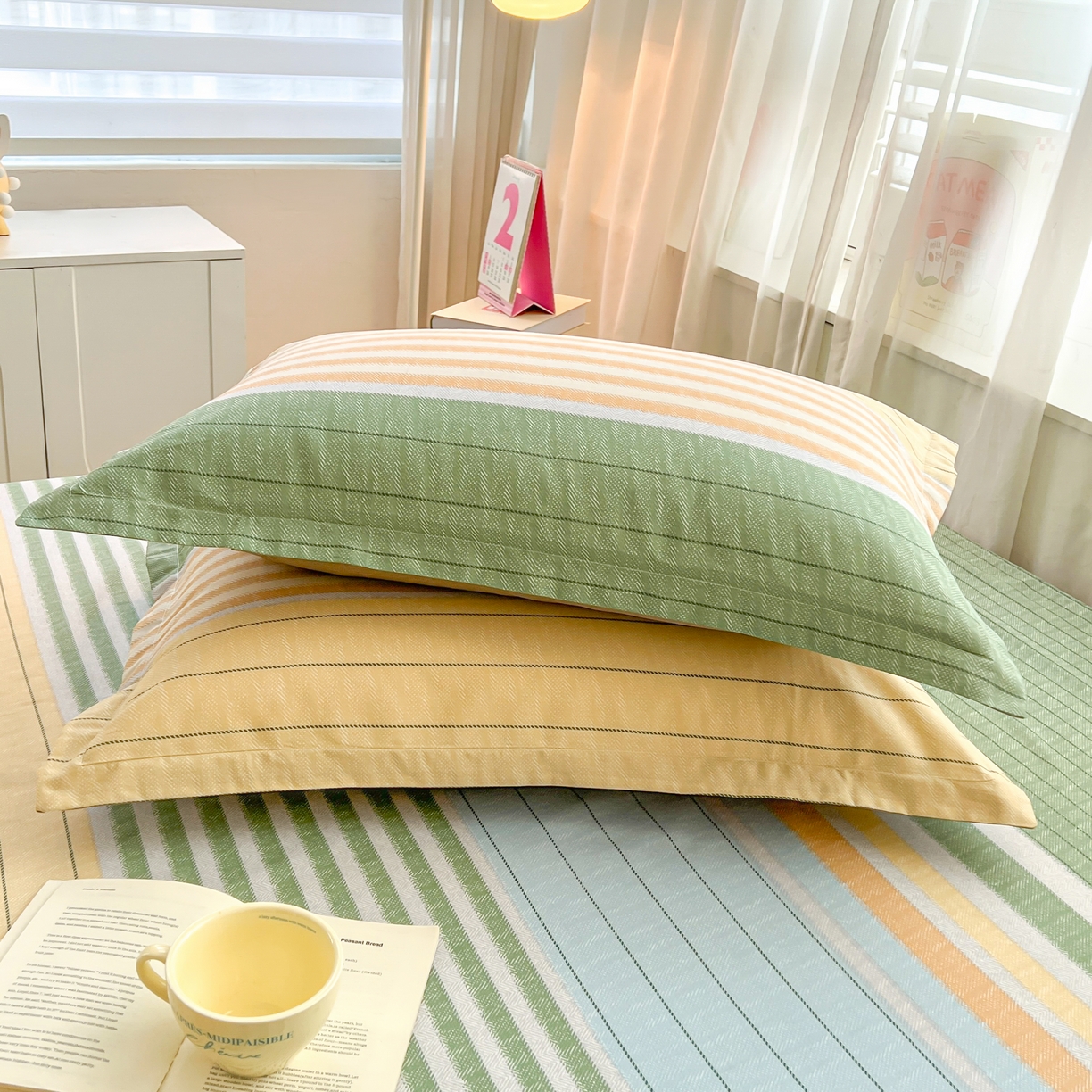 91家纺网 家纺一手货源 找家纺 珂博家纺 2026新款12868全棉纯棉小清新印花系列枕套单件单枕套 青春律动