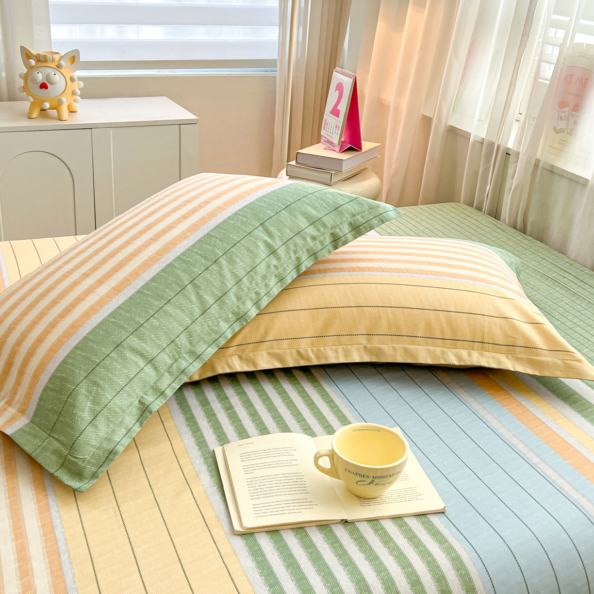 91家纺网 家纺一手货源 找家纺 珂博家纺 2026新款12868全棉纯棉小清新印花系列枕套单件单枕套 青春律动