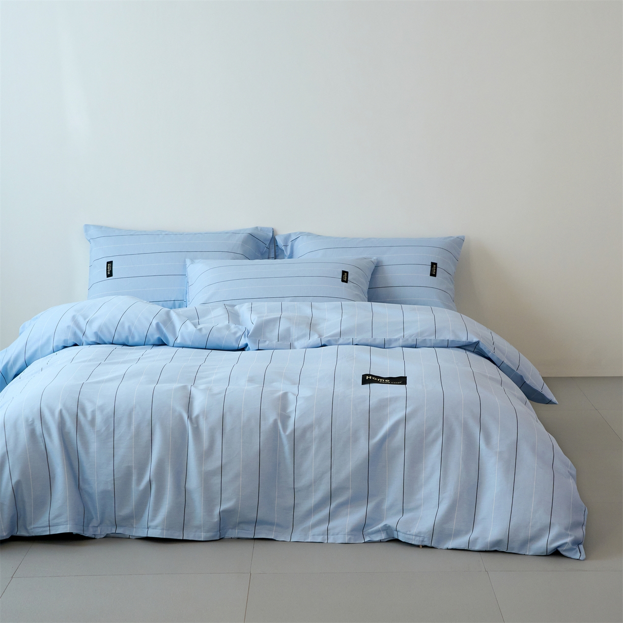 91家纺网 家纺一手货源 找家纺 兰紫橙家纺 2026新款简约风全棉条纹四件套 山奈