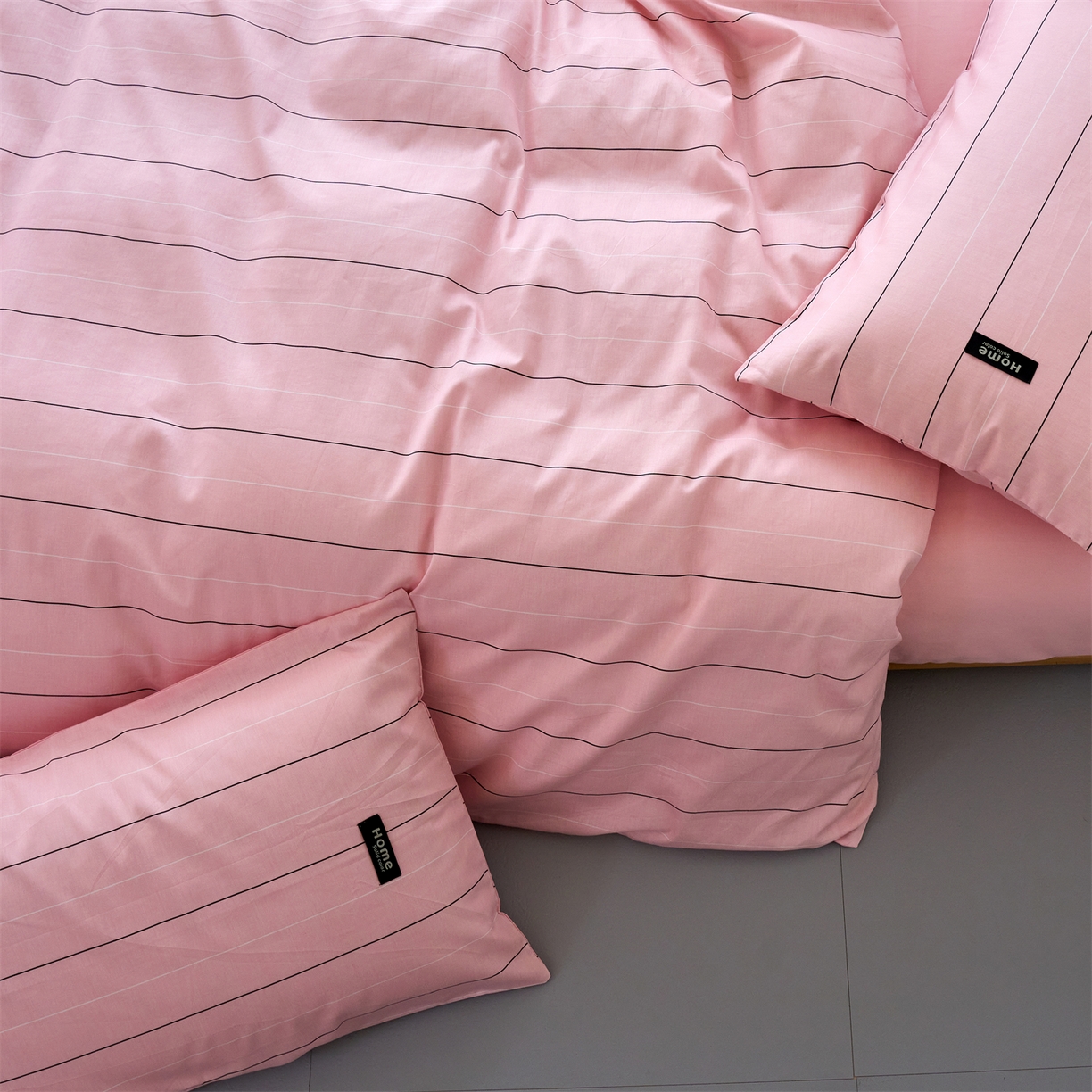 91家纺网 家纺一手货源 找家纺 兰紫橙家纺 2026新款简约风全棉条纹四件套 百薇