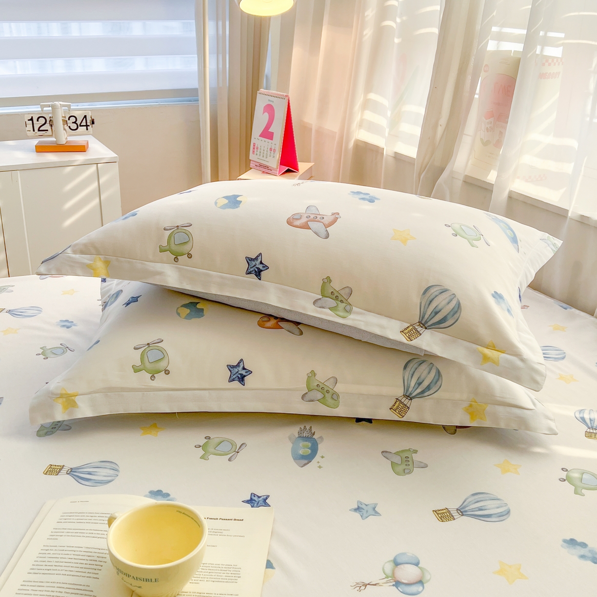 91家纺网 家纺一手货源 找家纺 珂博家纺 2026新款12868全棉纯棉小清新印花系列枕套单件单枕套 星辰大海