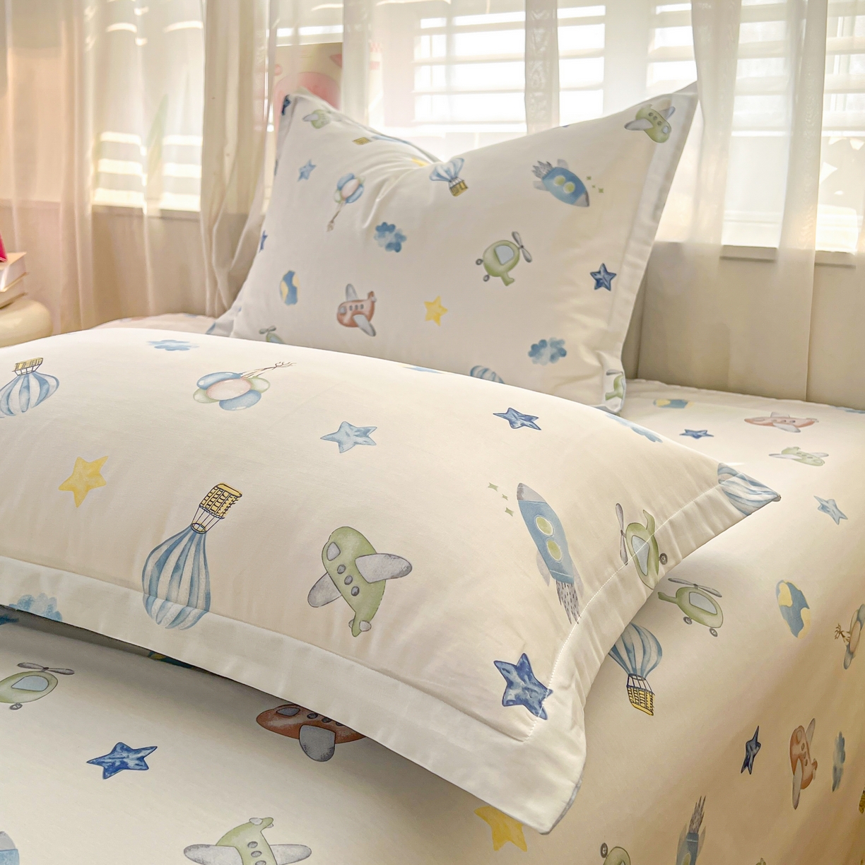 91家纺网 家纺一手货源 找家纺 珂博家纺 2026新款12868全棉纯棉小清新印花系列枕套单件单枕套 星辰大海