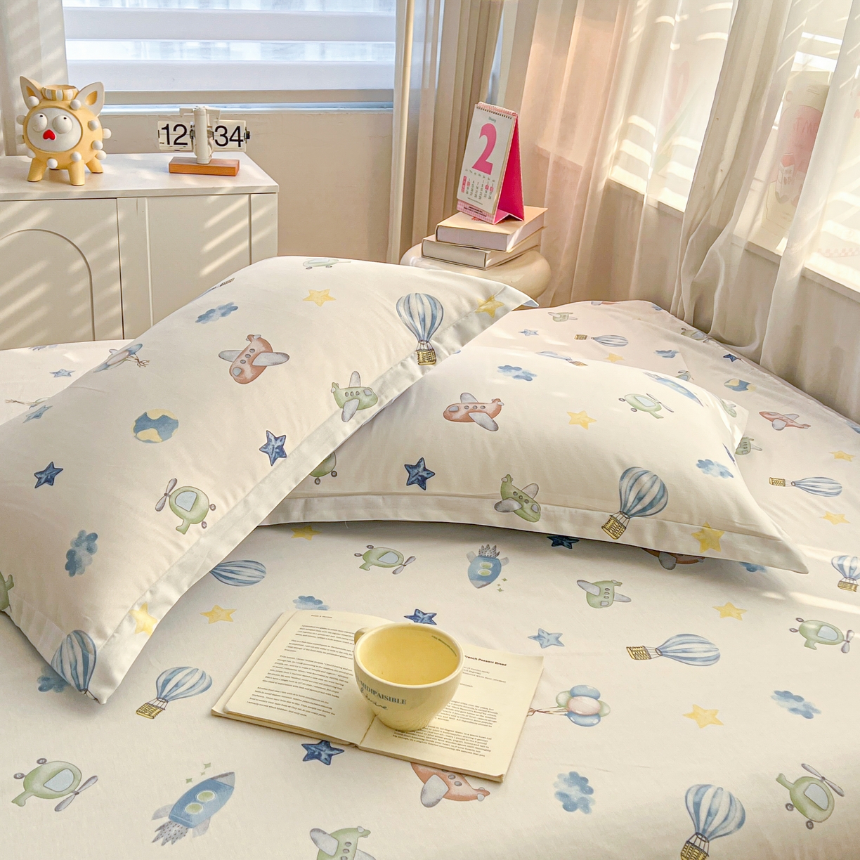 91家纺网 家纺一手货源 找家纺 珂博家纺 2026新款12868全棉纯棉小清新印花系列枕套单件单枕套 星辰大海