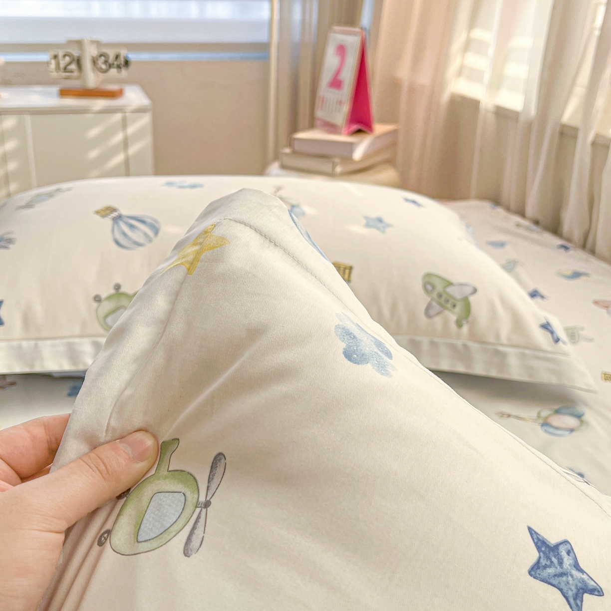 91家纺网 家纺一手货源 找家纺 珂博家纺 2026新款12868全棉纯棉小清新印花系列枕套单件单枕套 星辰大海