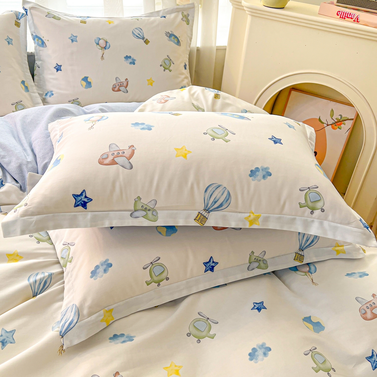 91家纺网 家纺一手货源 找家纺 珂博家纺 2026新款12868全棉纯棉小清新印花系列枕套单件单枕套 星辰大海