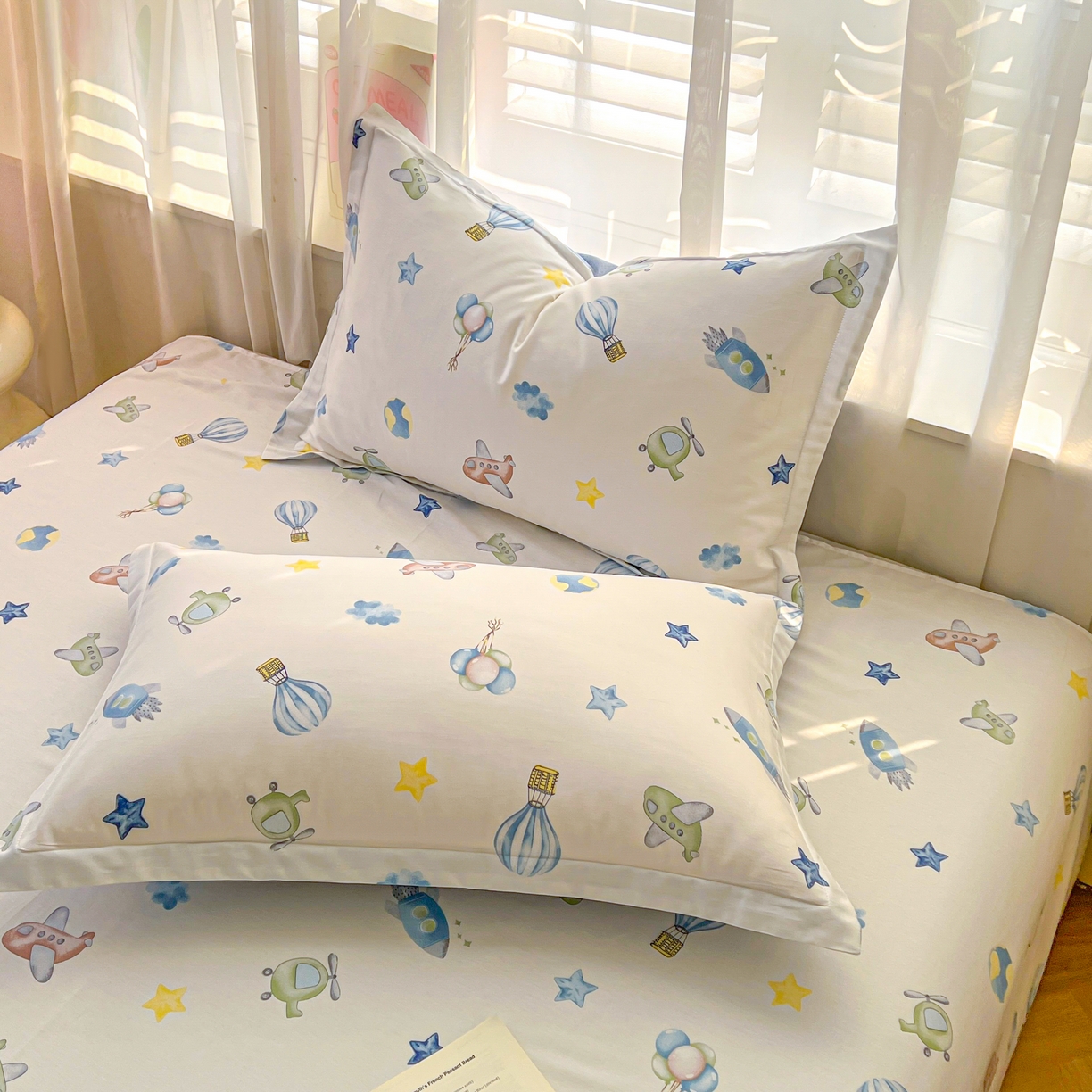 91家纺网 家纺一手货源 找家纺 珂博家纺 2026新款12868全棉纯棉小清新印花系列枕套单件单枕套 星辰大海