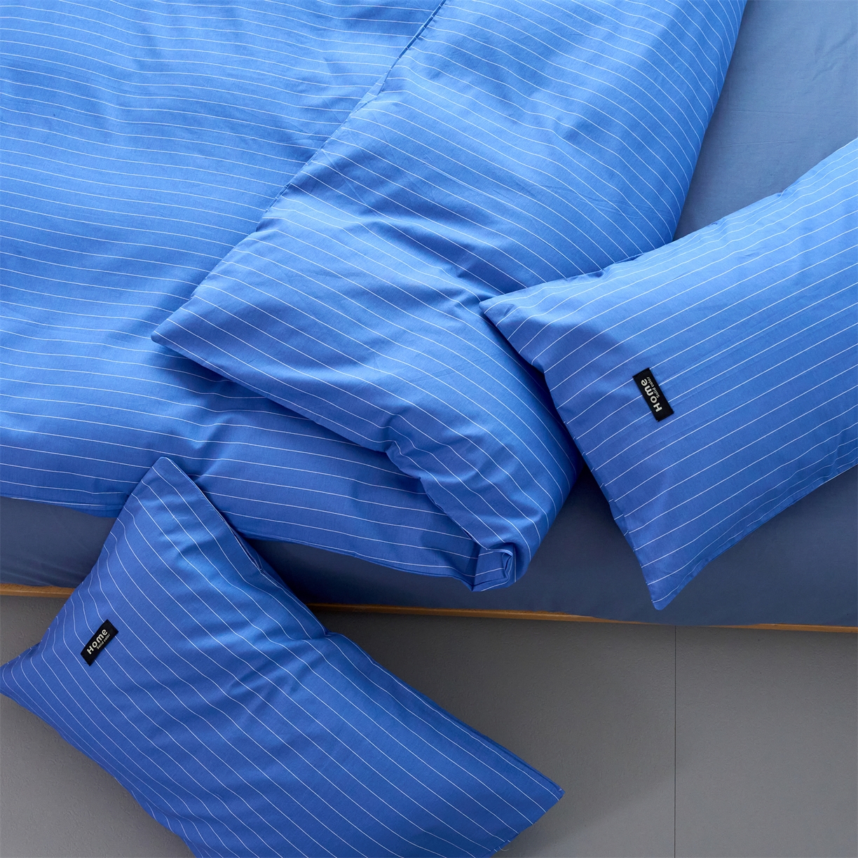 91家纺网 家纺一手货源 找家纺 兰紫橙家纺 2026新款简约风全棉条纹四件套 半夏