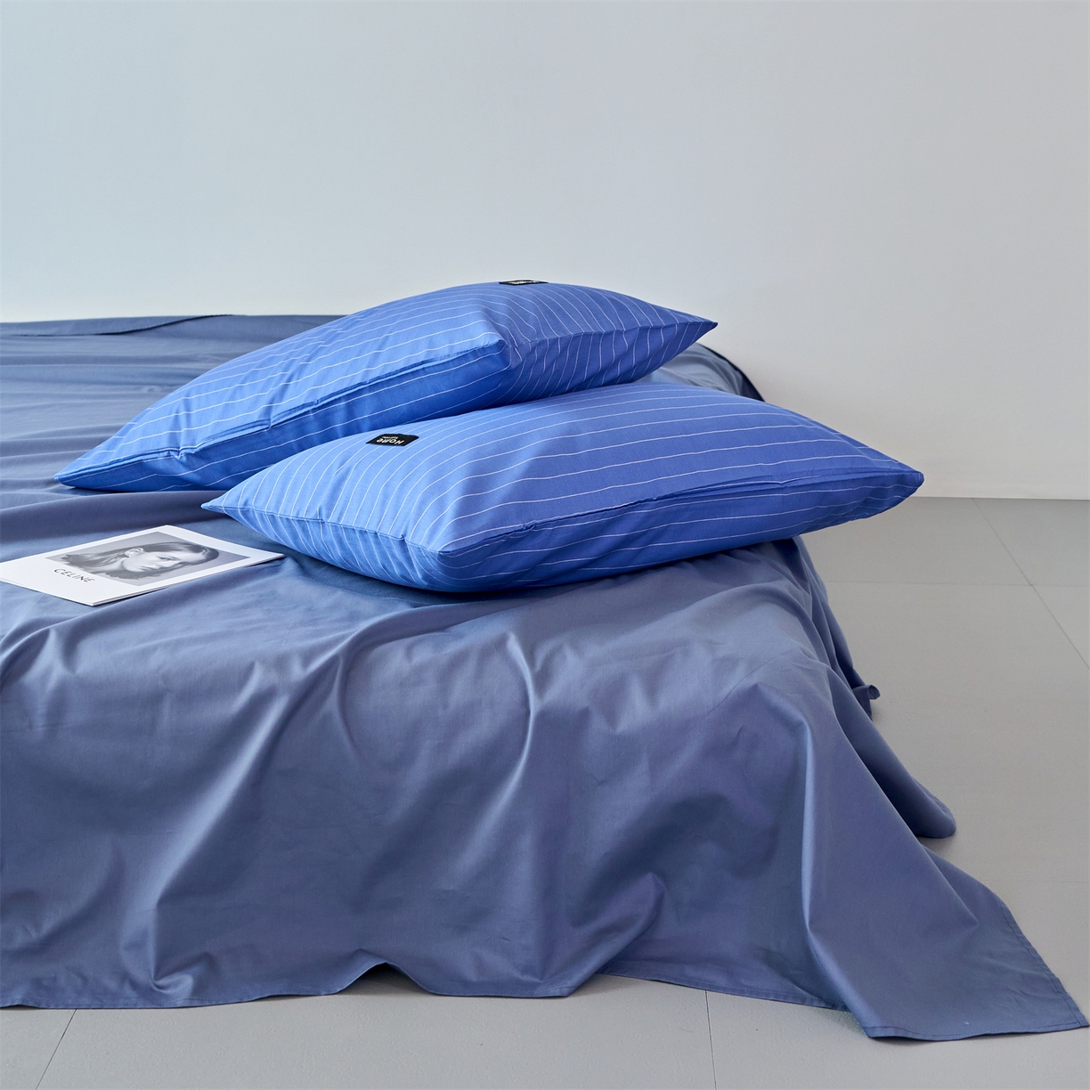 91家纺网 家纺一手货源 找家纺 兰紫橙家纺 2026新款简约风全棉条纹四件套 半夏