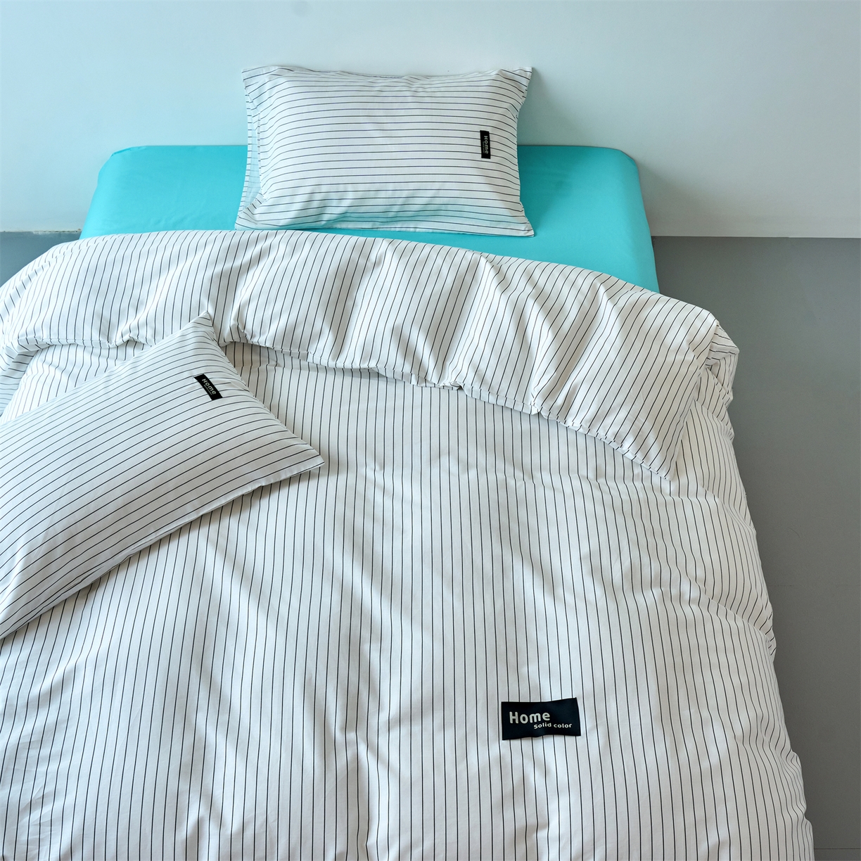 91家纺网 家纺一手货源 找家纺 兰紫橙家纺 2026新款简约风全棉条纹四件套 北海道