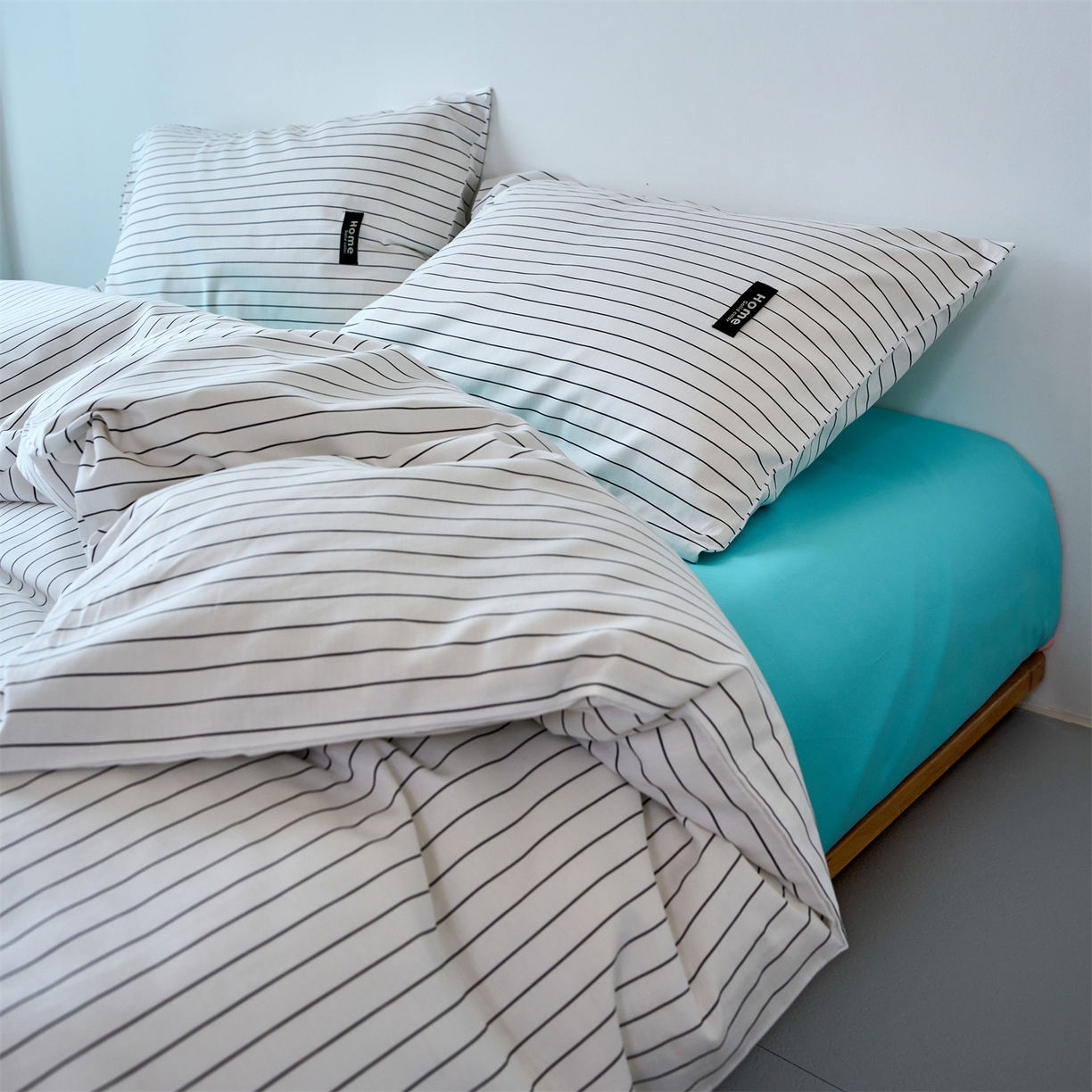 91家纺网 家纺一手货源 找家纺 兰紫橙家纺 2026新款简约风全棉条纹四件套 北海道