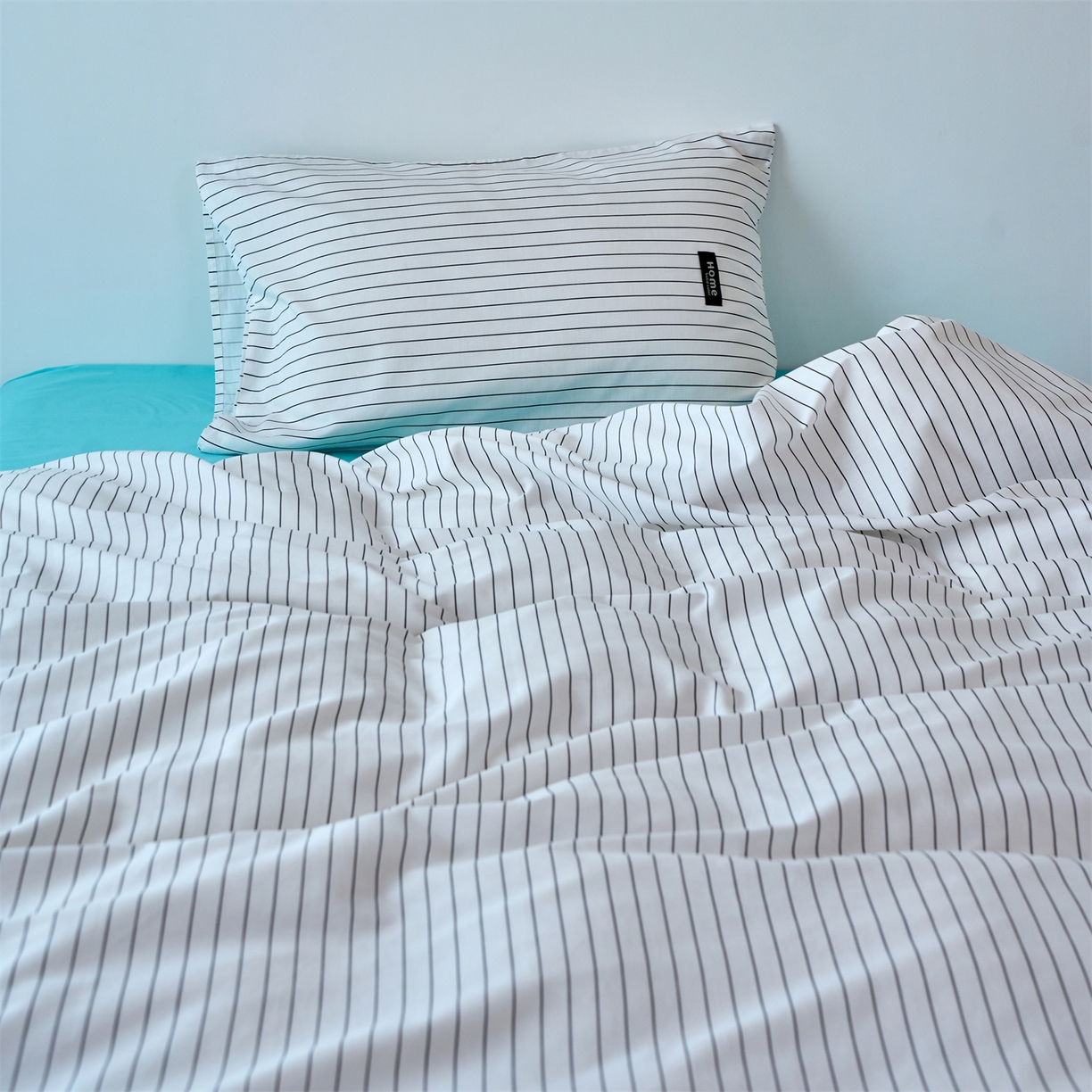 91家纺网 家纺一手货源 找家纺 兰紫橙家纺 2026新款简约风全棉条纹四件套 北海道