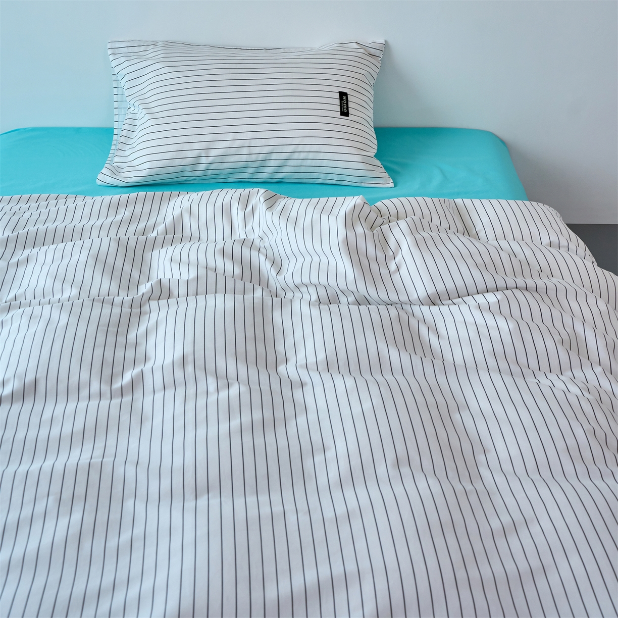 91家纺网 家纺一手货源 找家纺 兰紫橙家纺 2026新款简约风全棉条纹四件套 北海道