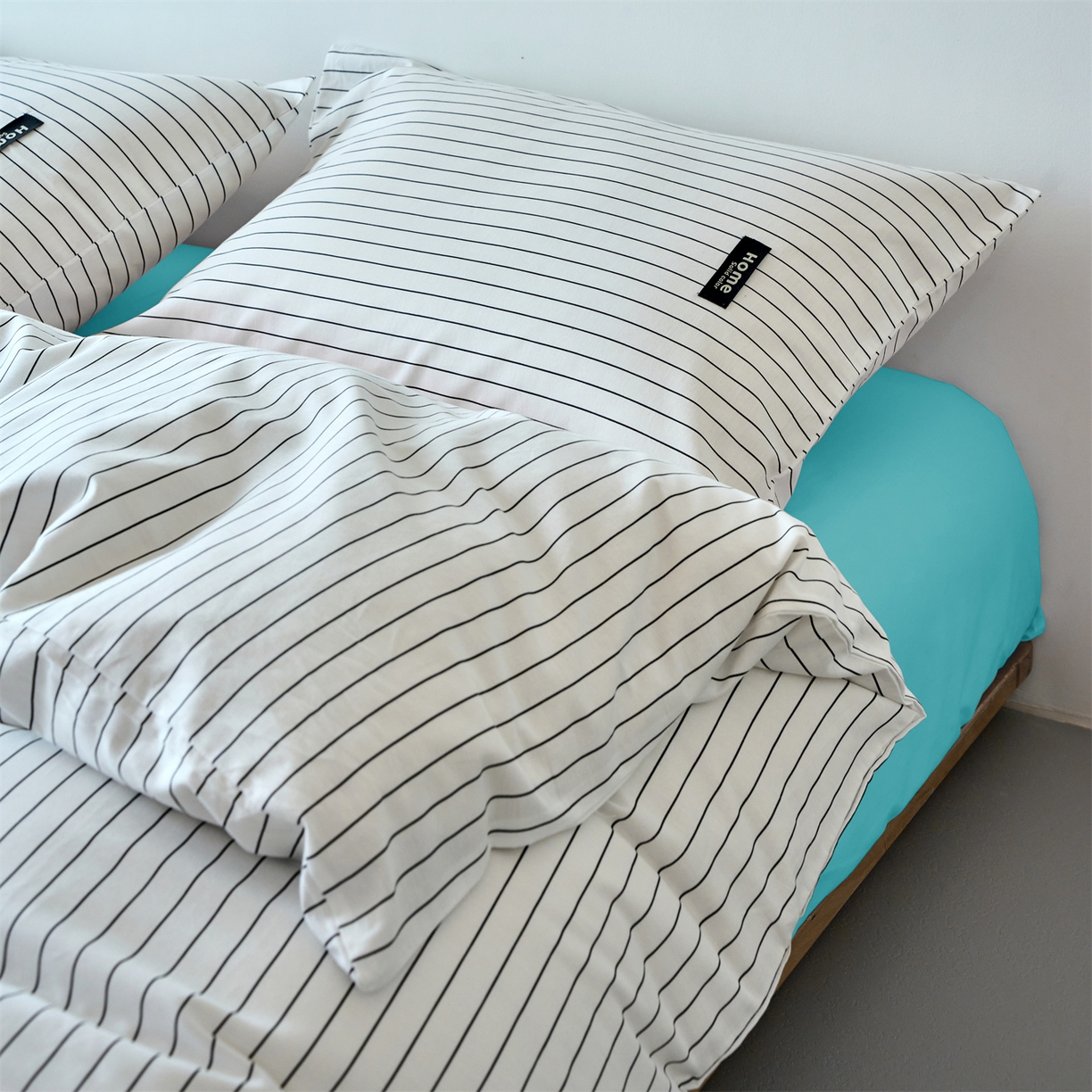 91家纺网 家纺一手货源 找家纺 兰紫橙家纺 2026新款简约风全棉条纹四件套 北海道