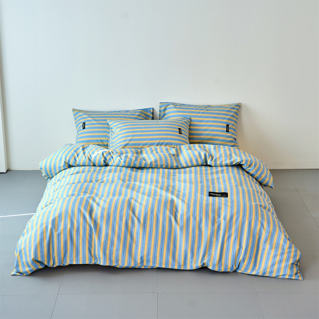 兰紫橙家纺 2026新款简约风全棉条纹四件套 初夏