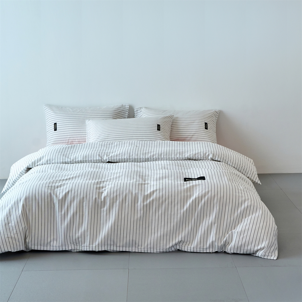 91家纺网 家纺一手货源 找家纺 兰紫橙家纺 2026新款简约风全棉条纹四件套 南星