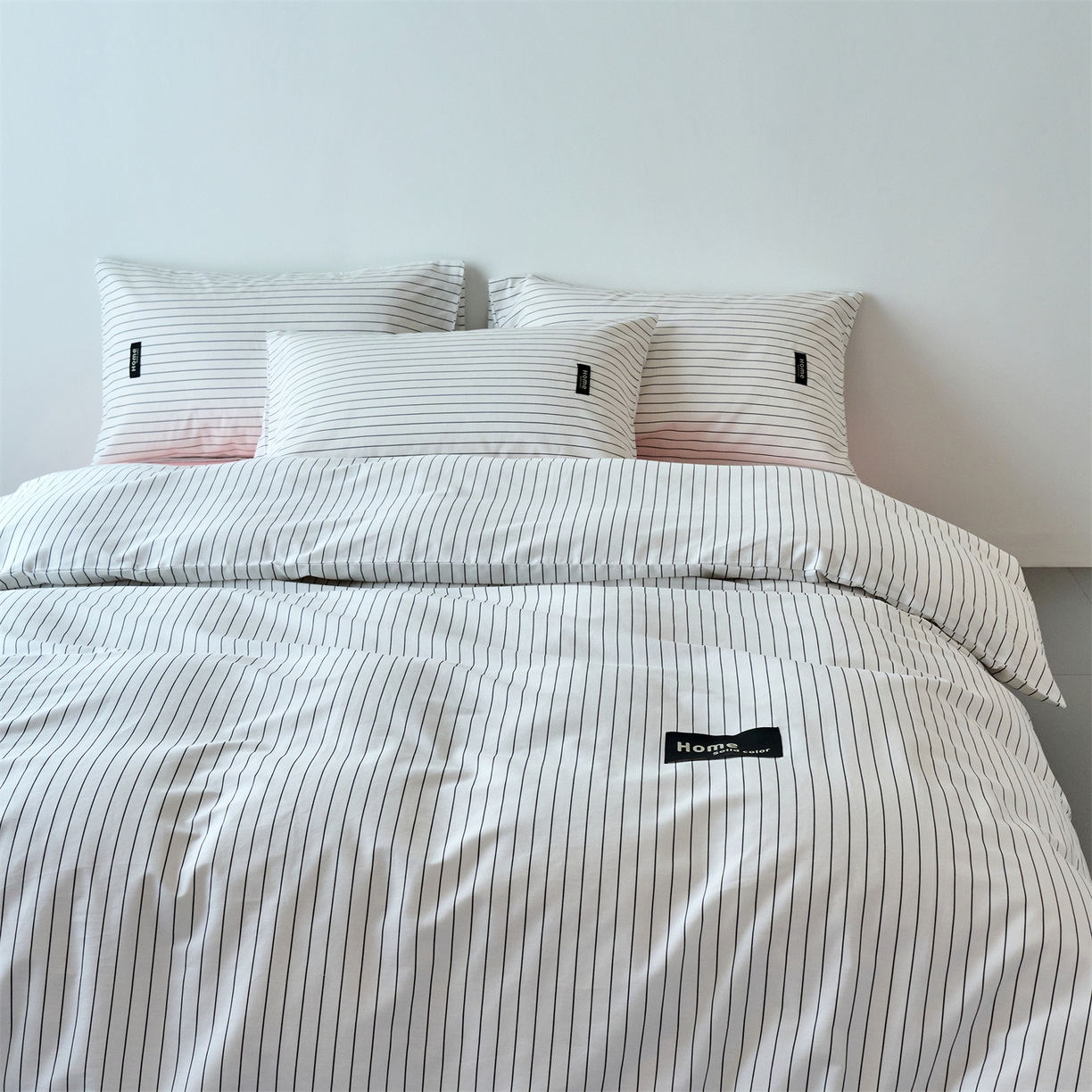 91家纺网 家纺一手货源 找家纺 兰紫橙家纺 2026新款简约风全棉条纹四件套 南星