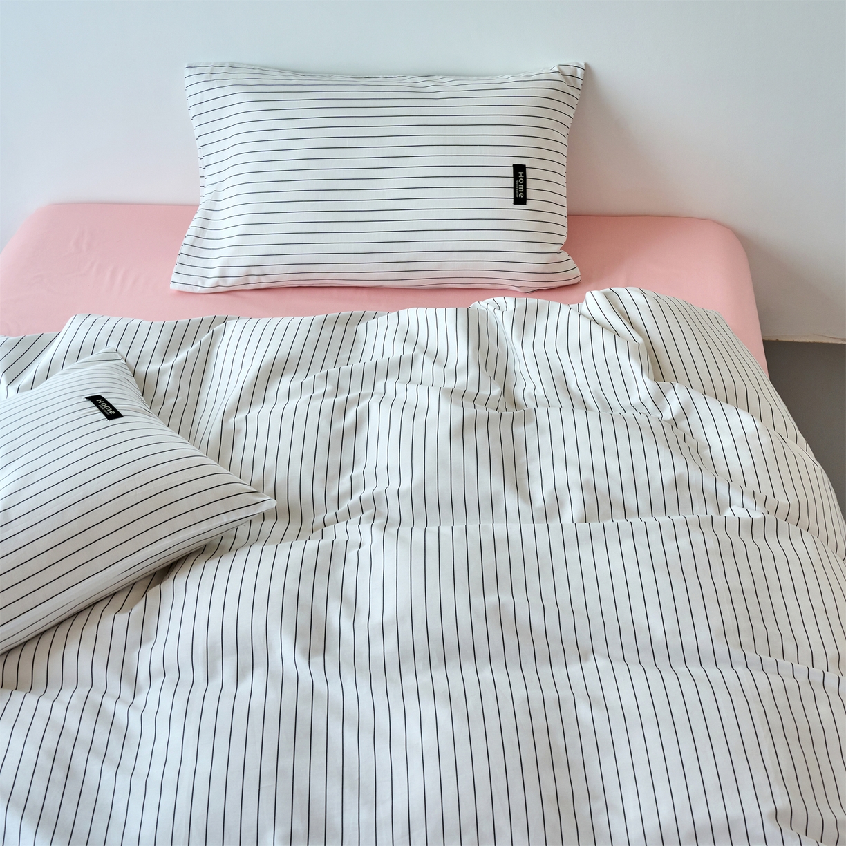 91家纺网 家纺一手货源 找家纺 兰紫橙家纺 2026新款简约风全棉条纹四件套 南星