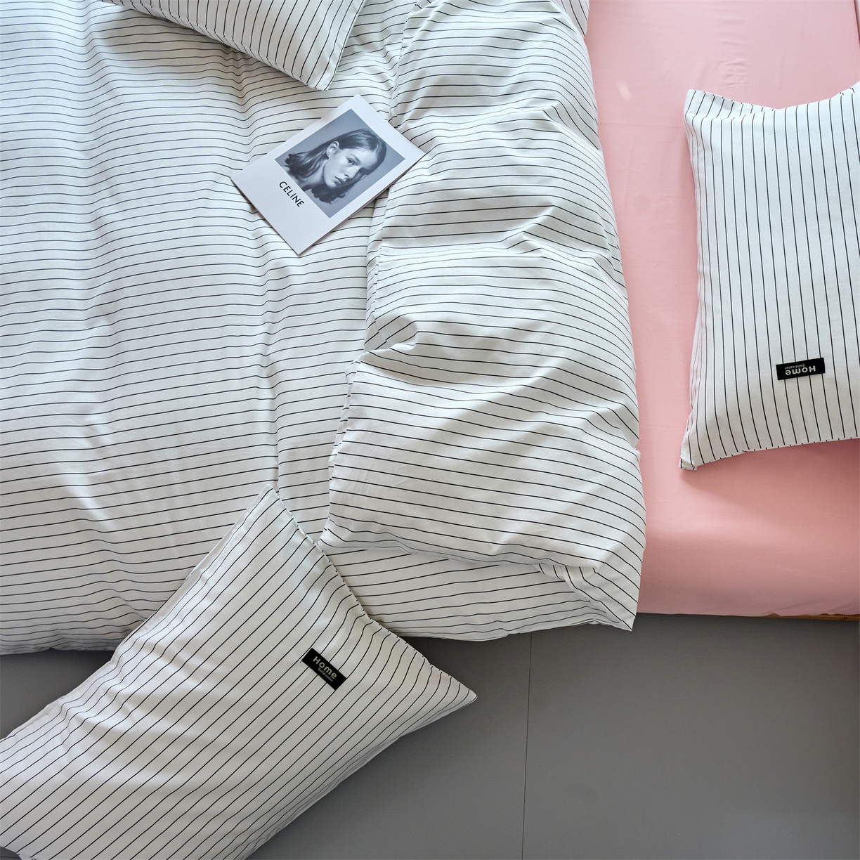 91家纺网 家纺一手货源 找家纺 兰紫橙家纺 2026新款简约风全棉条纹四件套 南星