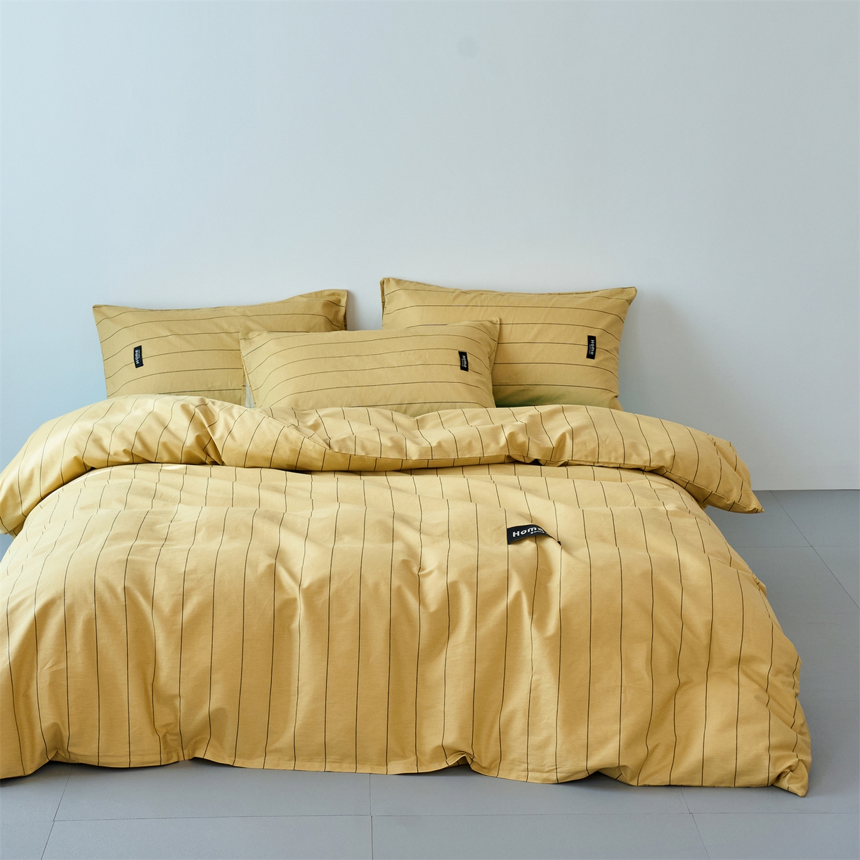 兰紫橙家纺 2026新款简约风全棉条纹四件套 暖风